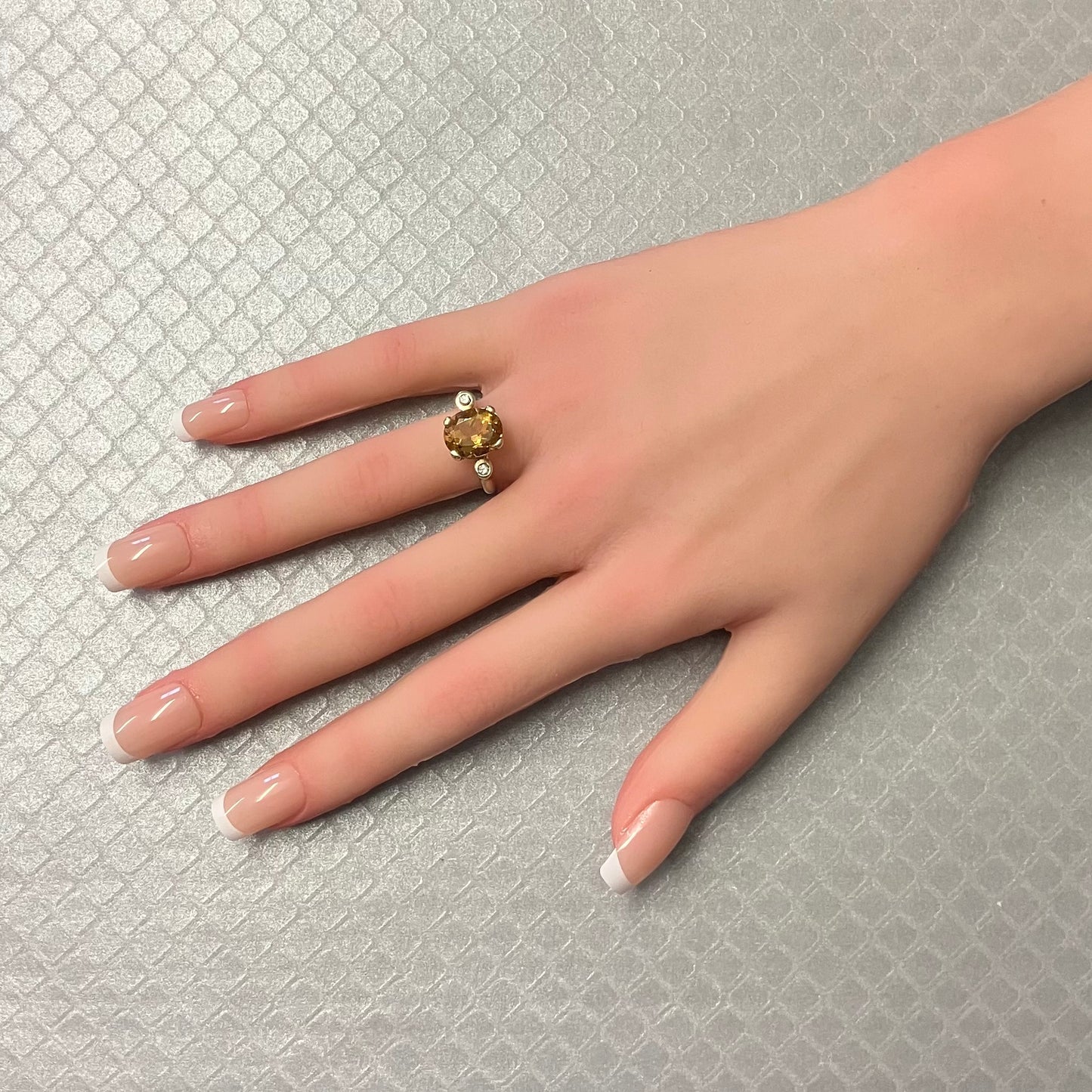 Preowned Yellow Gold Oval Citrine and Diamond Ring