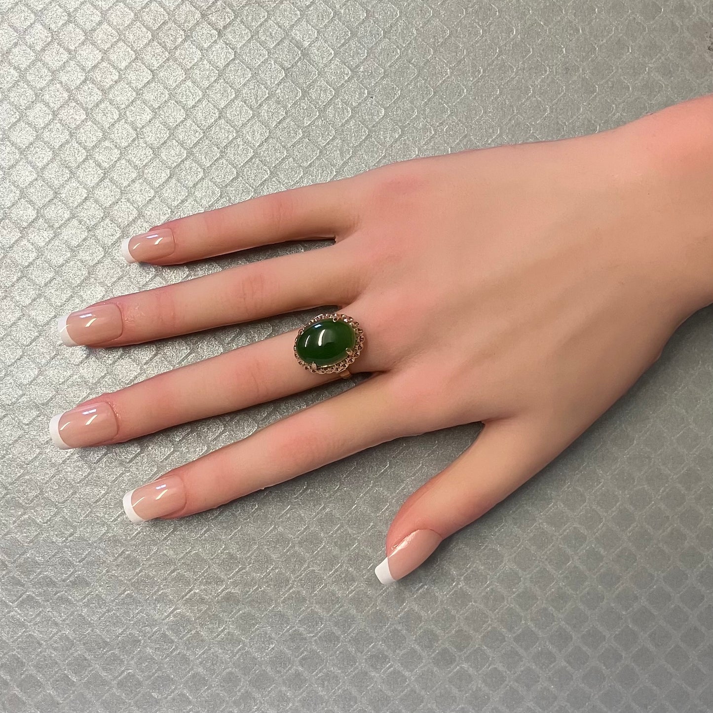 Preowned Rose Gold and Nephrite Jade Ring