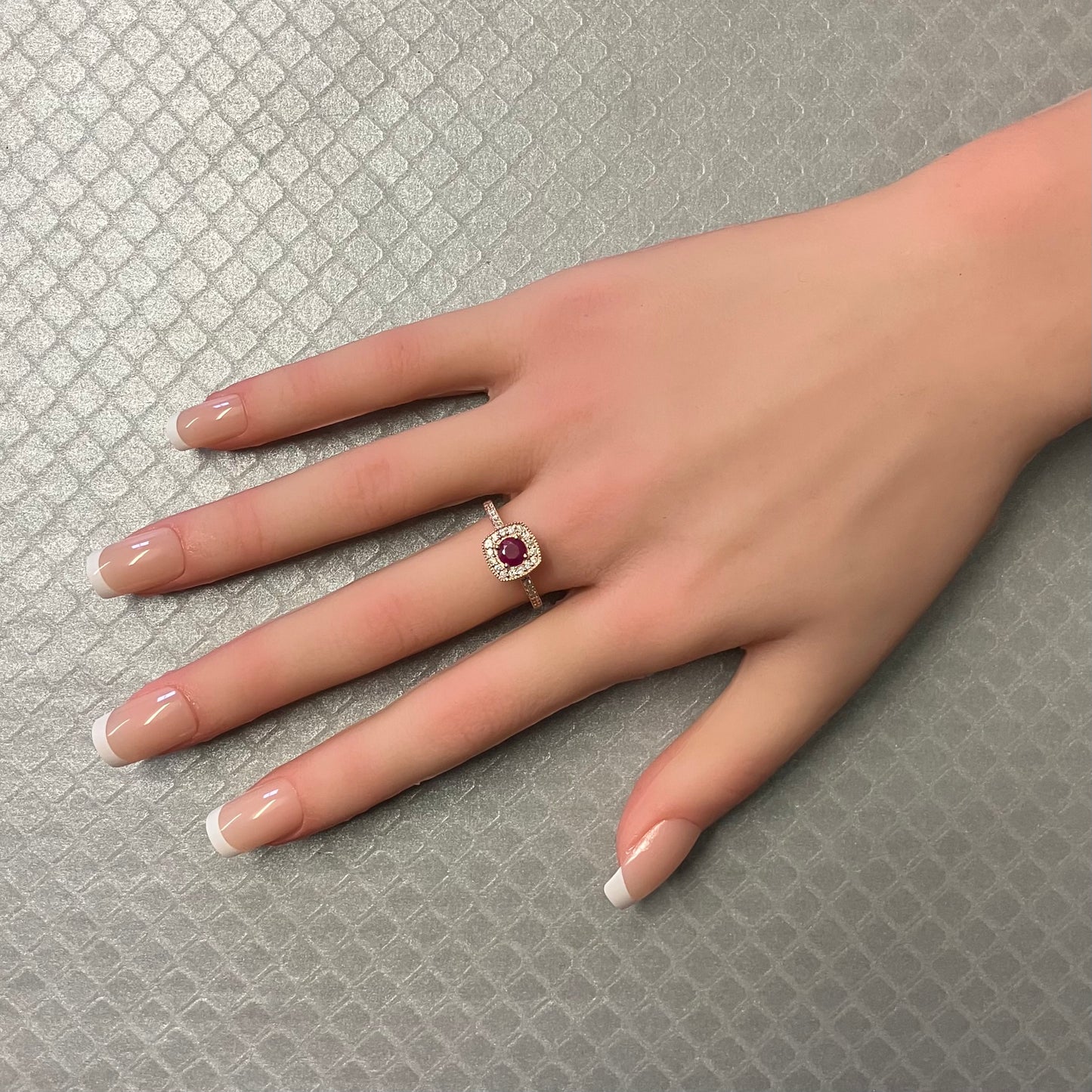 Preowned Rose Gold Ruby and Diamond Ring