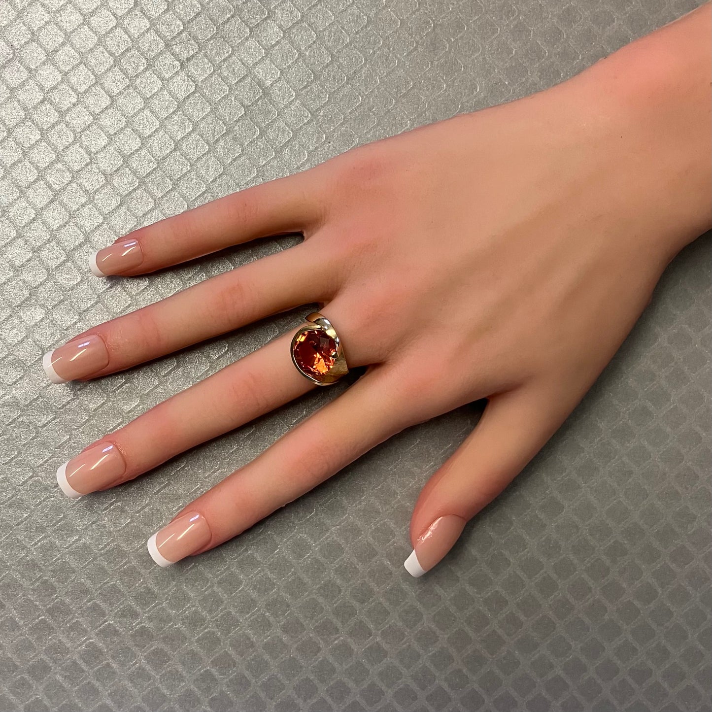 Preowned Yellow Gold and Synthetic Orange Sapphire Ring
