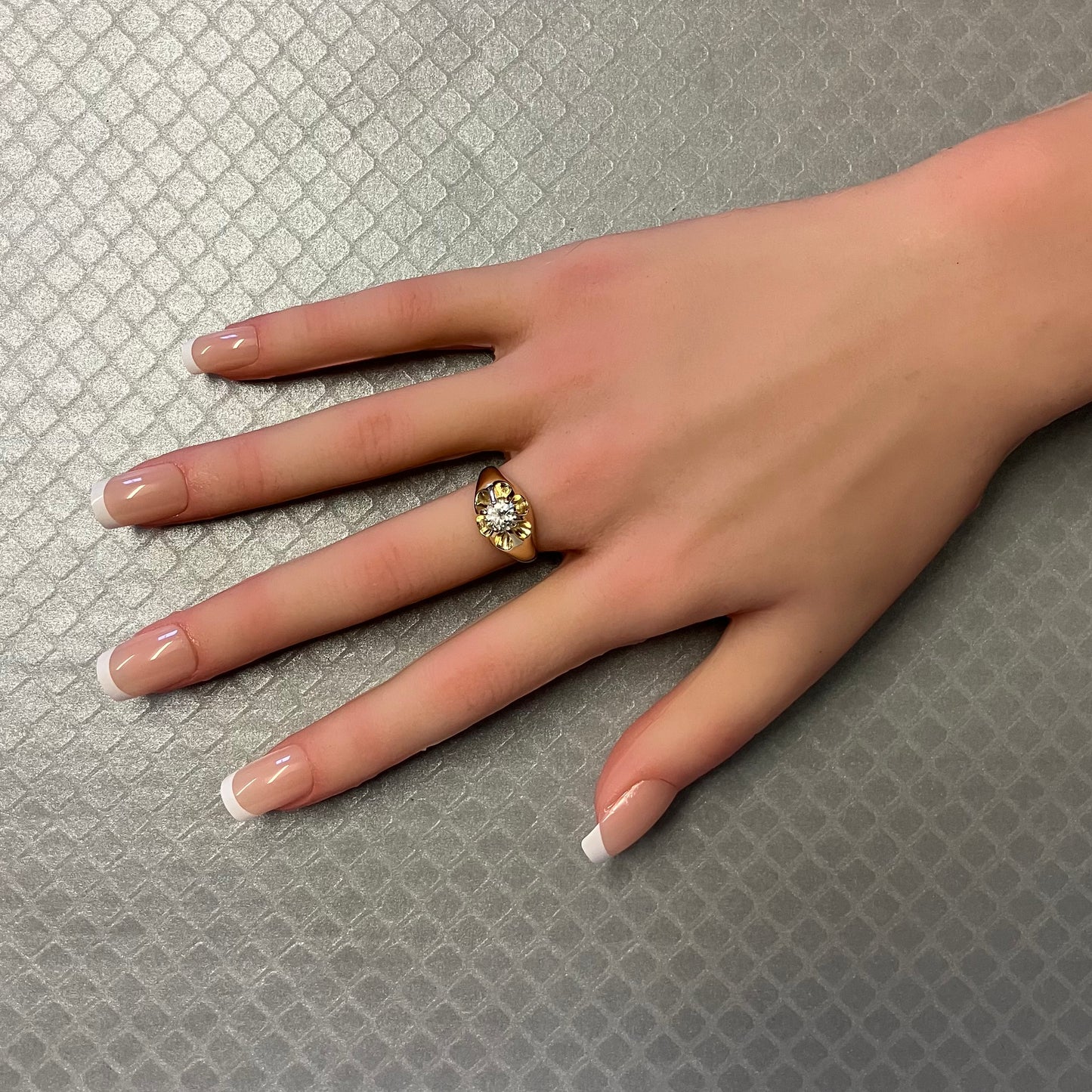 Preowned Yellow Gold and Diamond Belcher Style Ring