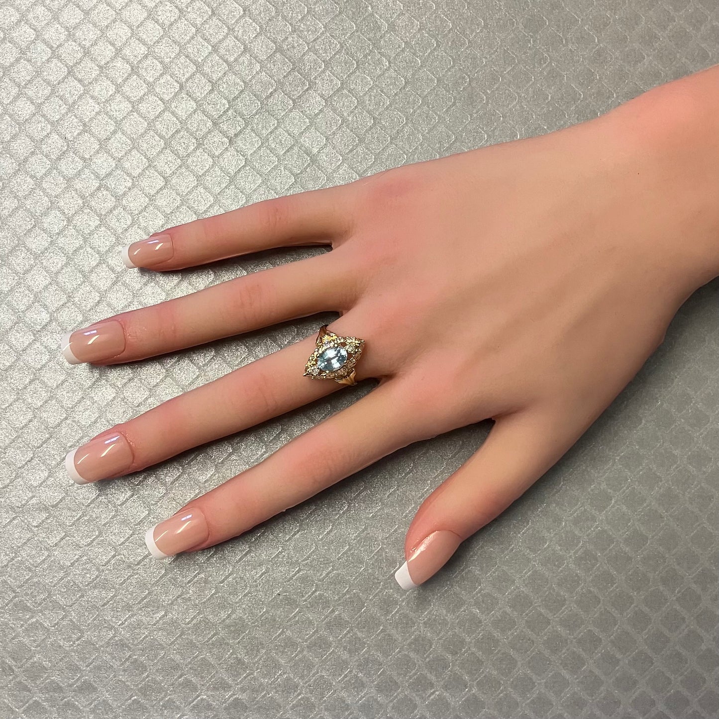 Preowned Yellow Gold Sky Blue Topaz and Diamond Ring