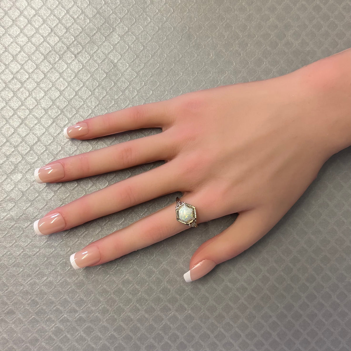 Preowned White and Yellow Gold and Hexagonal Opal Ring