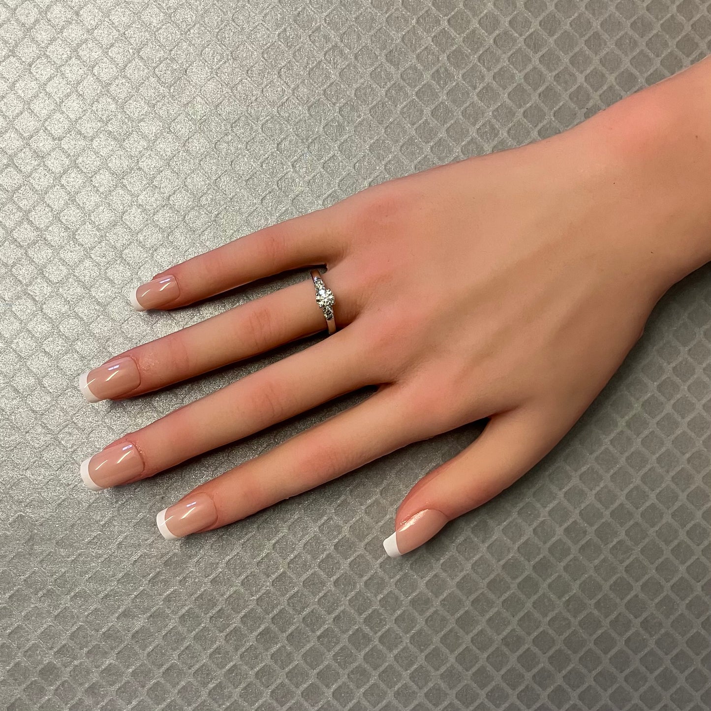 Preowned White Gold and Three Diamond Ring