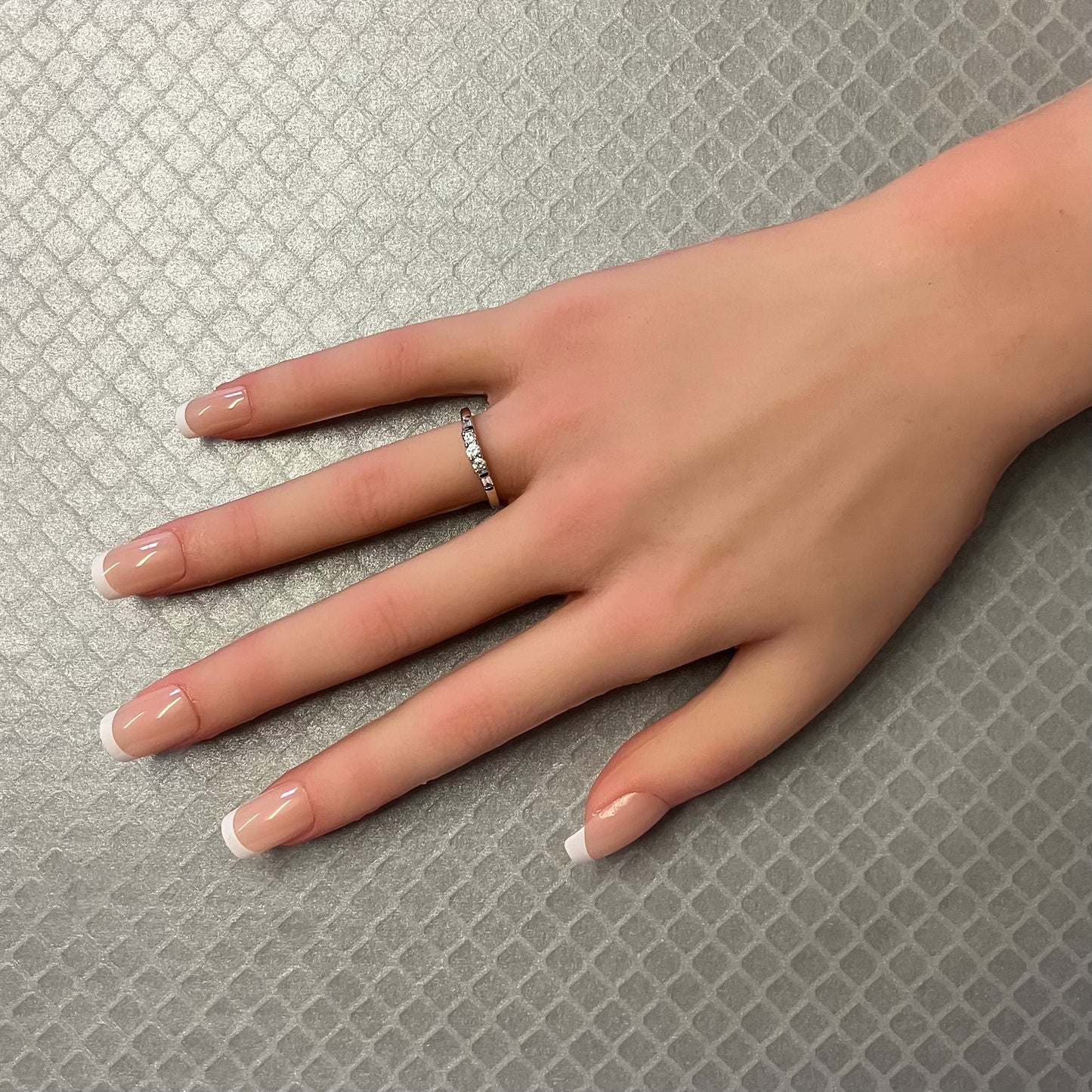 Preowned White Gold Round and Baguette Diamond Ring