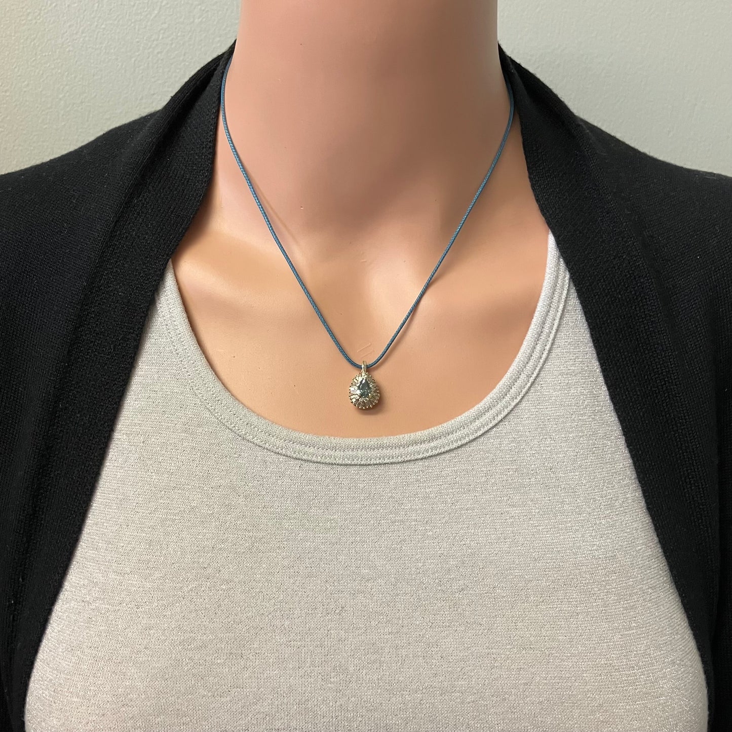 Preowned Yellow Gold and Treated Green Diamond Convertible Ring Pendant