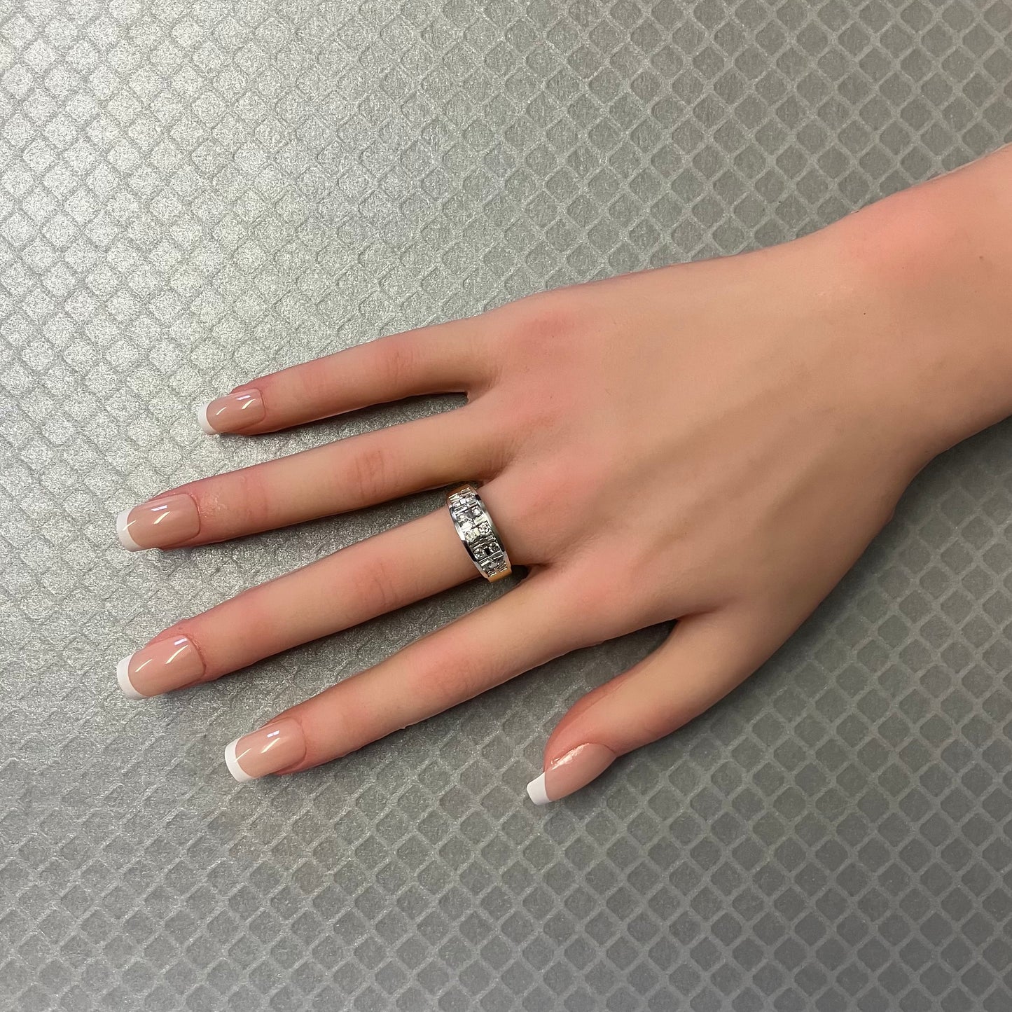 Preowned Yellow Gold and White Gold Two Row Diamond Ring