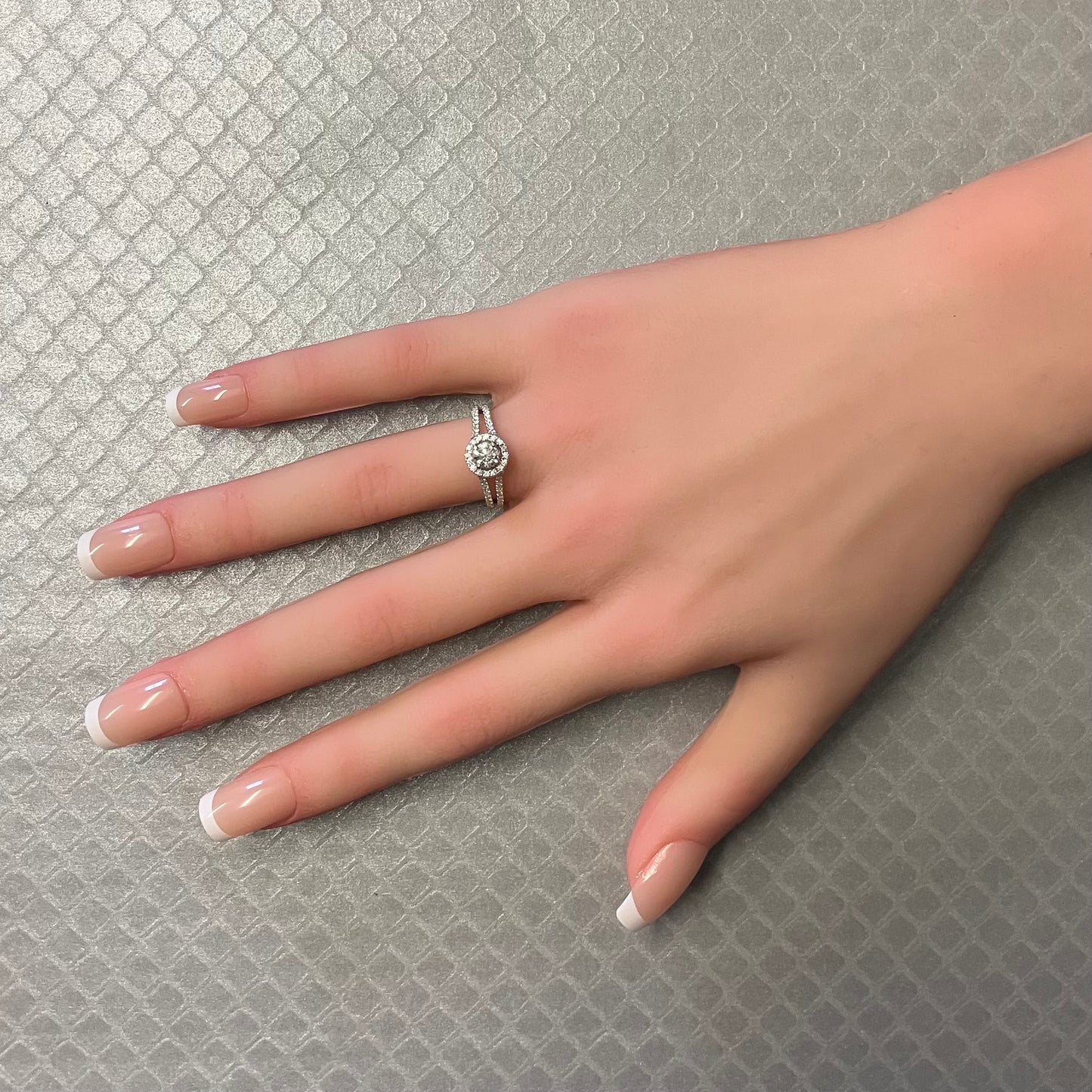 Preowned White Gold and Diamond Split Shank Engagement Ring