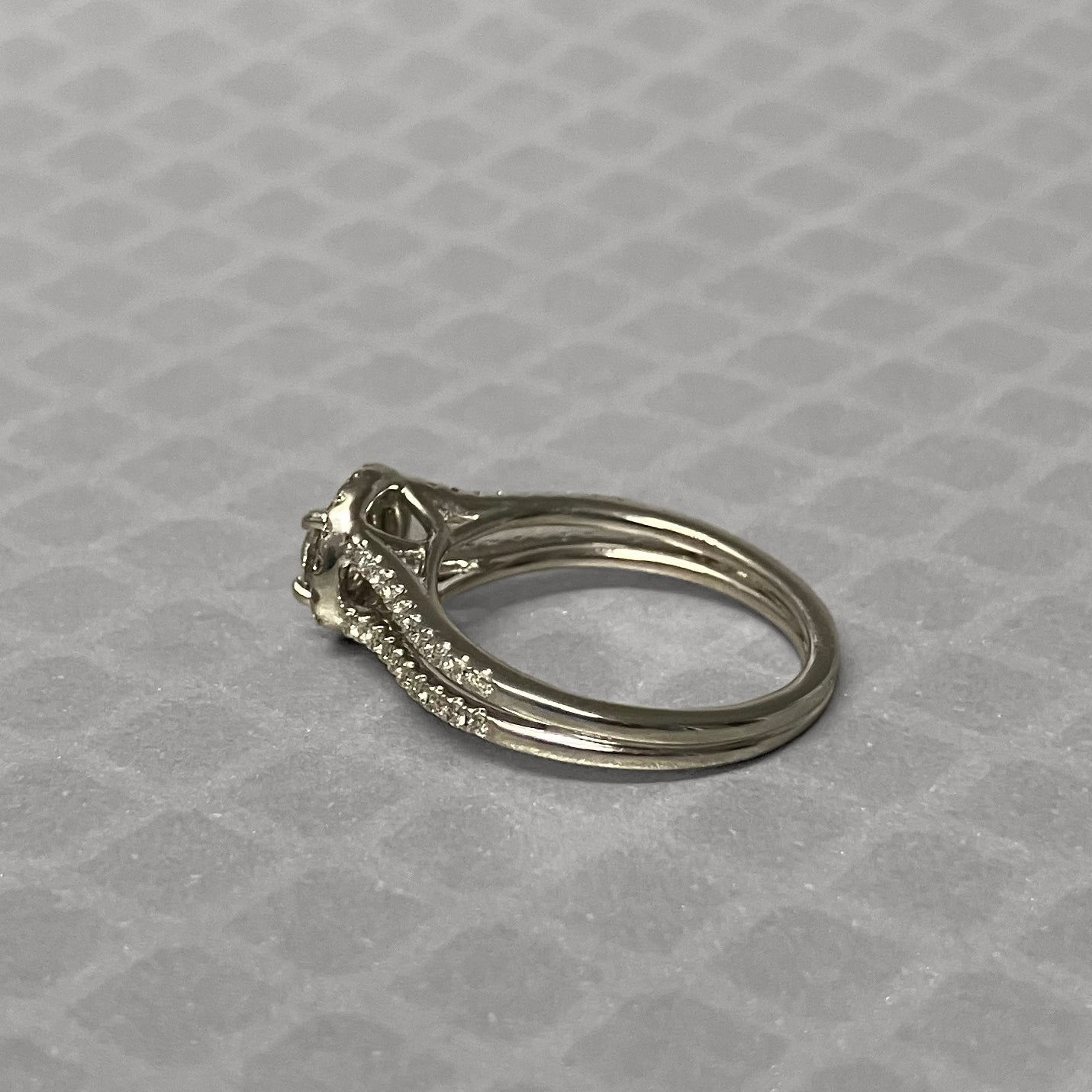 Preowned White Gold and Diamond Split Shank Engagement Ring