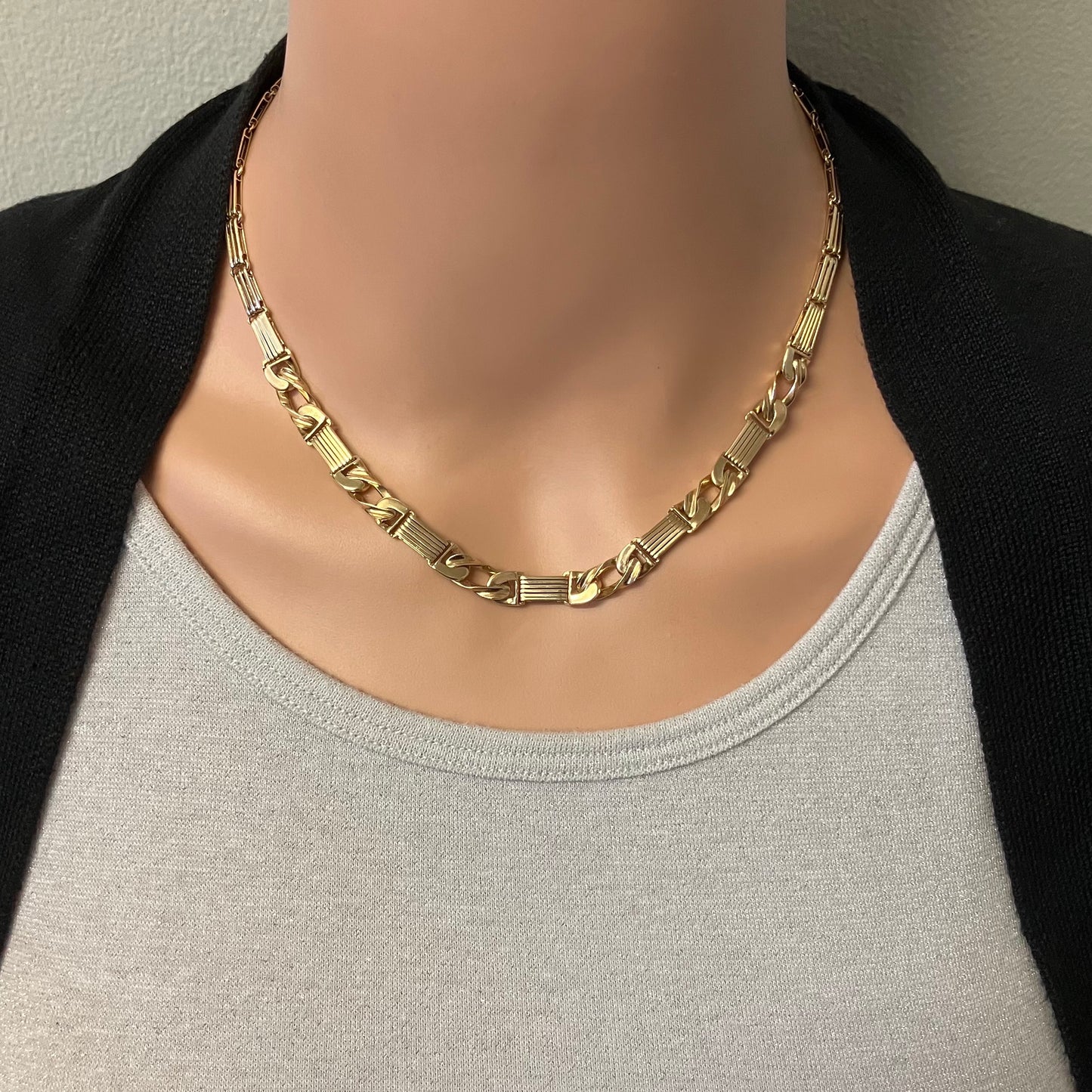 Preowned Yellow Gold Square Link Necklace