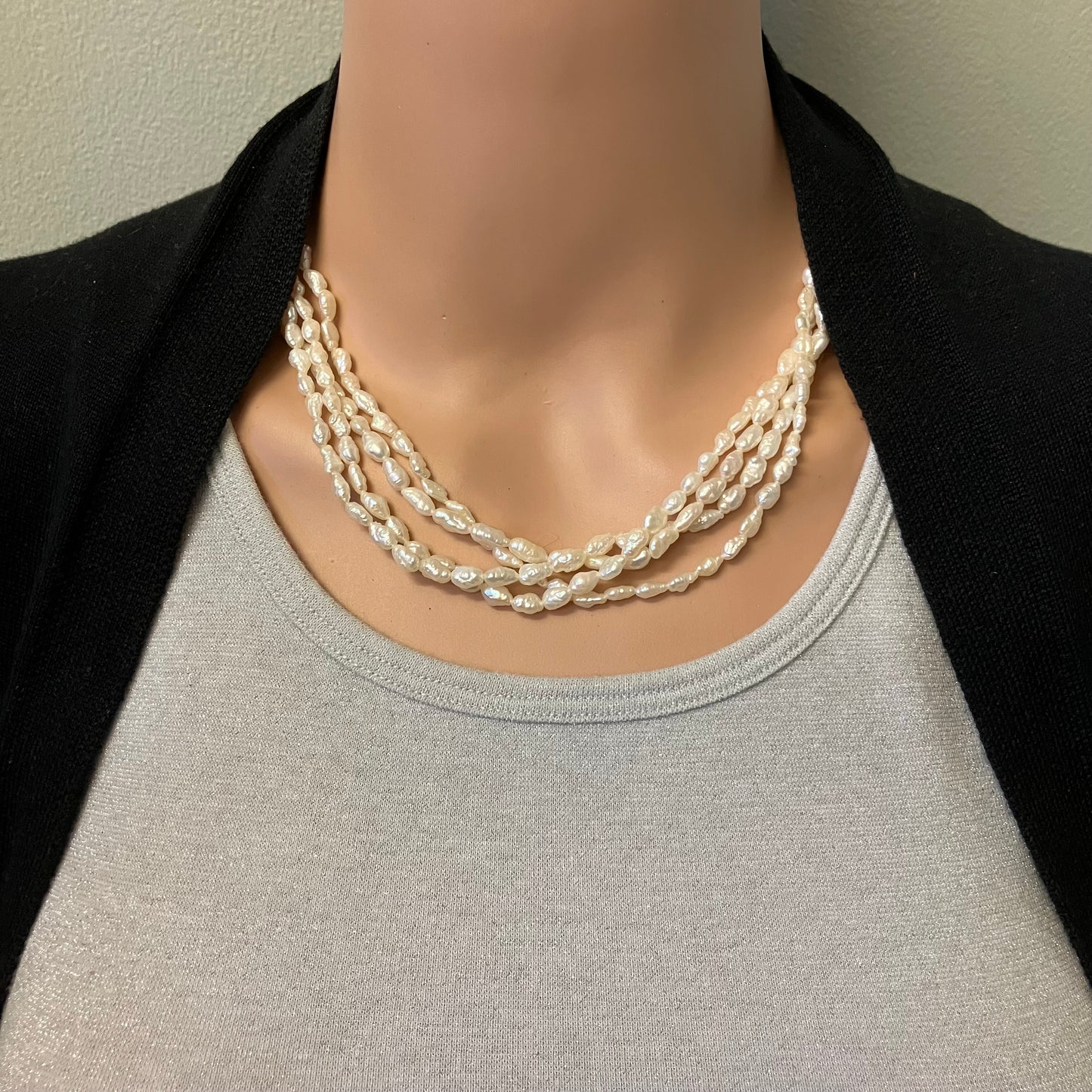 Preowned Yellow Gold and Freshwater Cultured Pearl Four Strand Necklace