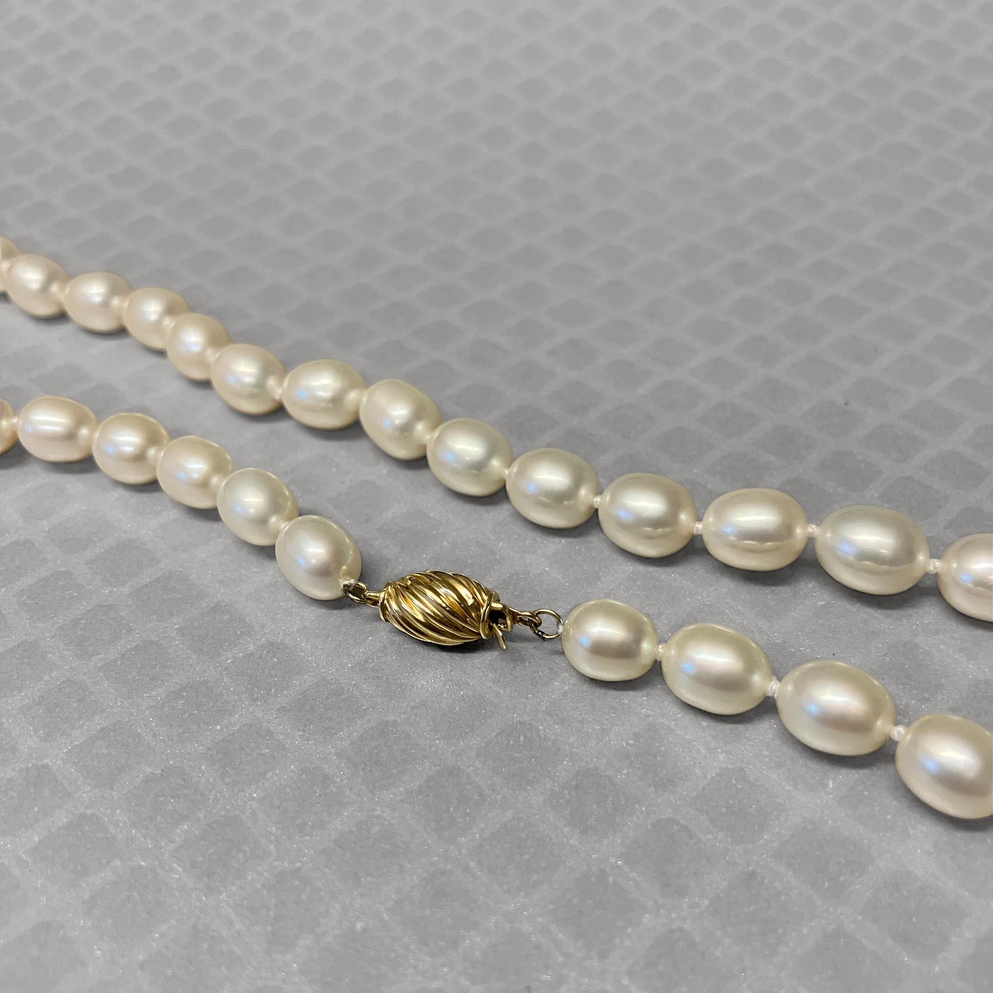 Preowned Yellow Gold and Oblong Freshwater Cultured Pearl Necklace