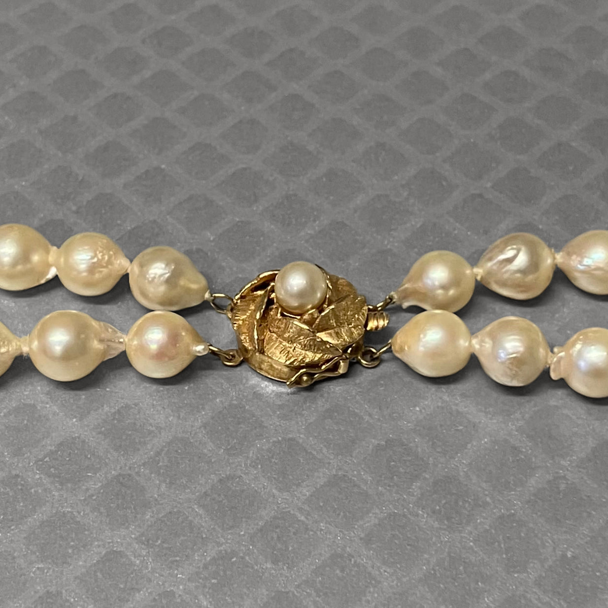 Preowned Yellow Gold and Baroque Pearl Double Strand Necklace