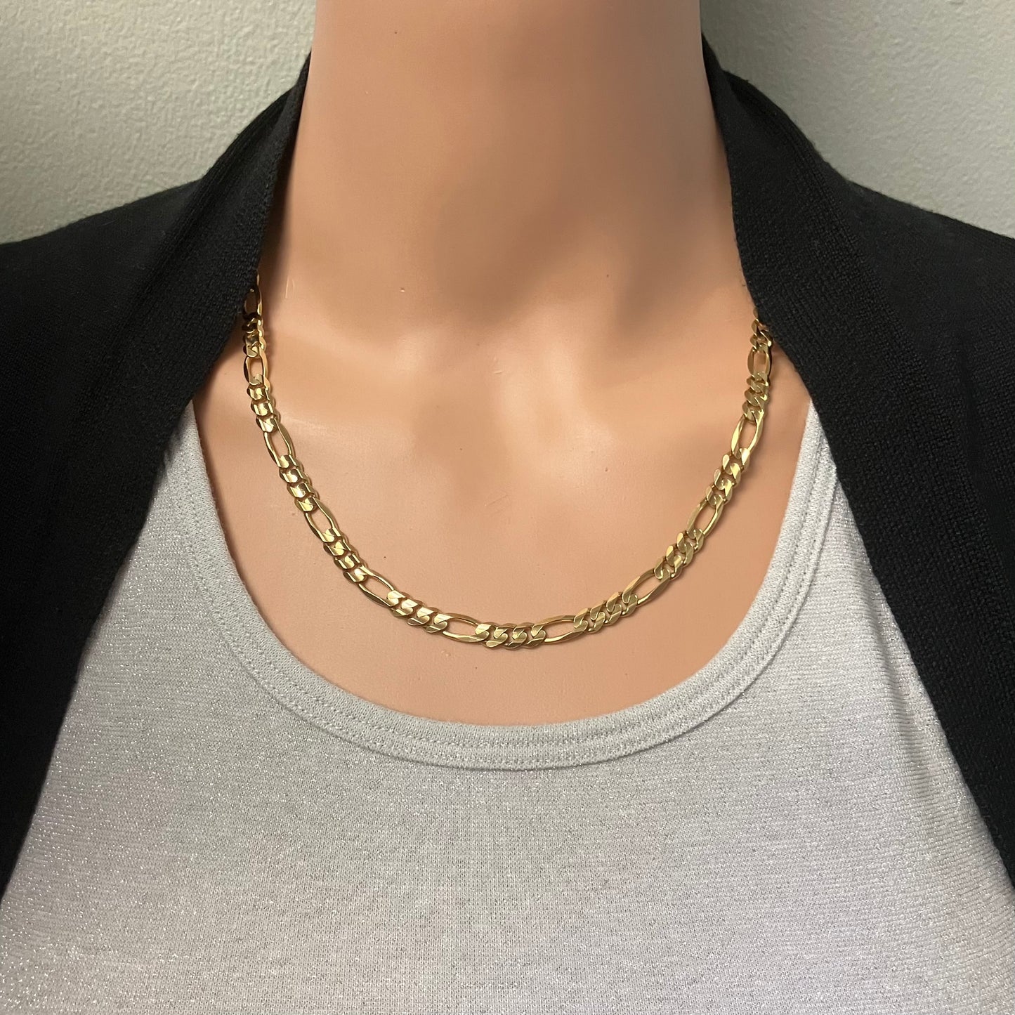 Preowned Yellow Gold Concave Figaro Chain