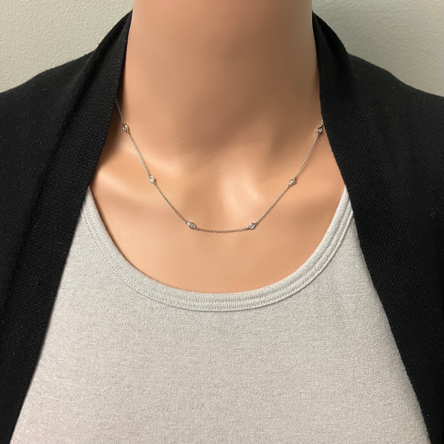 Preowned White Gold and Diamond by the Yard Necklace