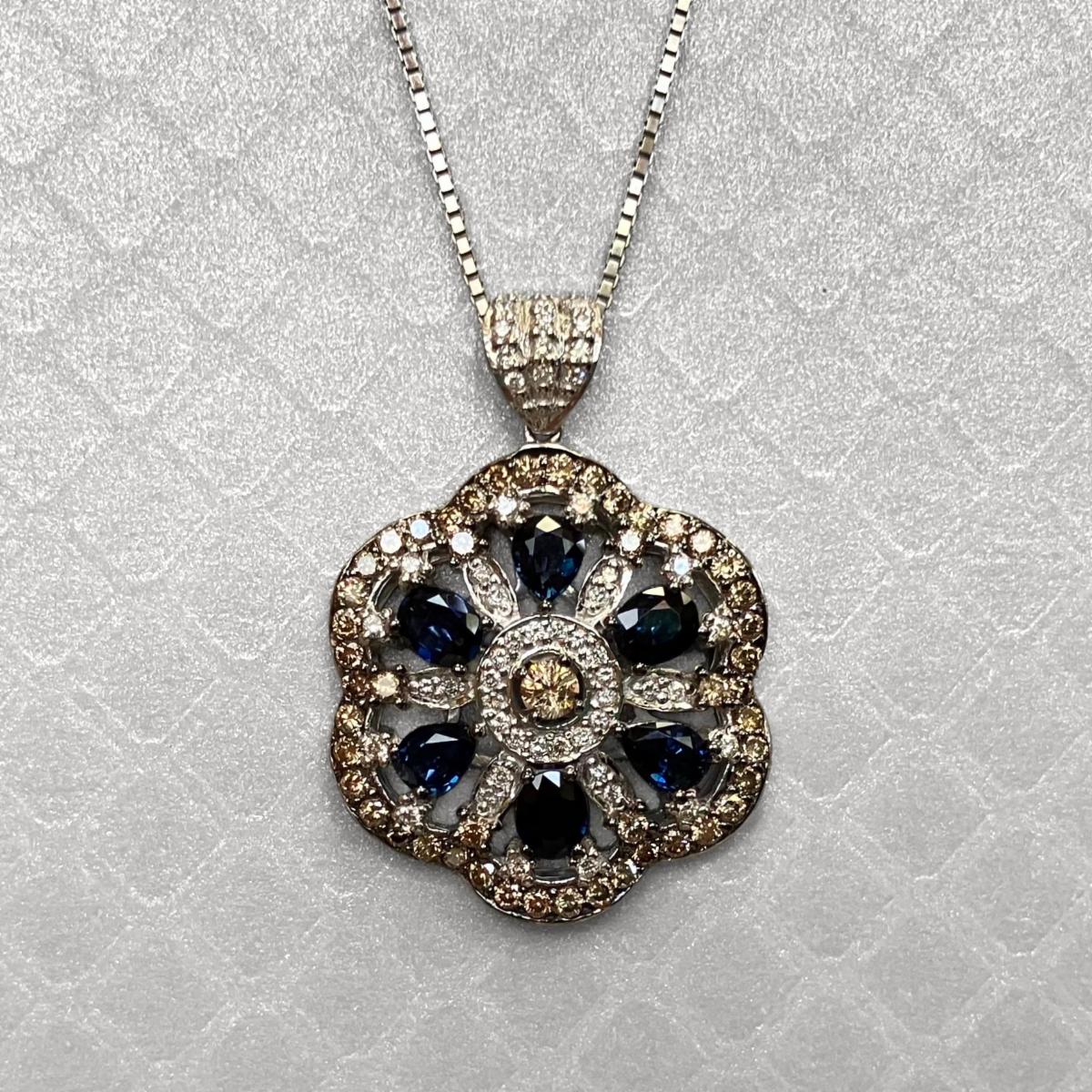 Preowned White Gold Sapphire and Diamond Le Vian Pendant