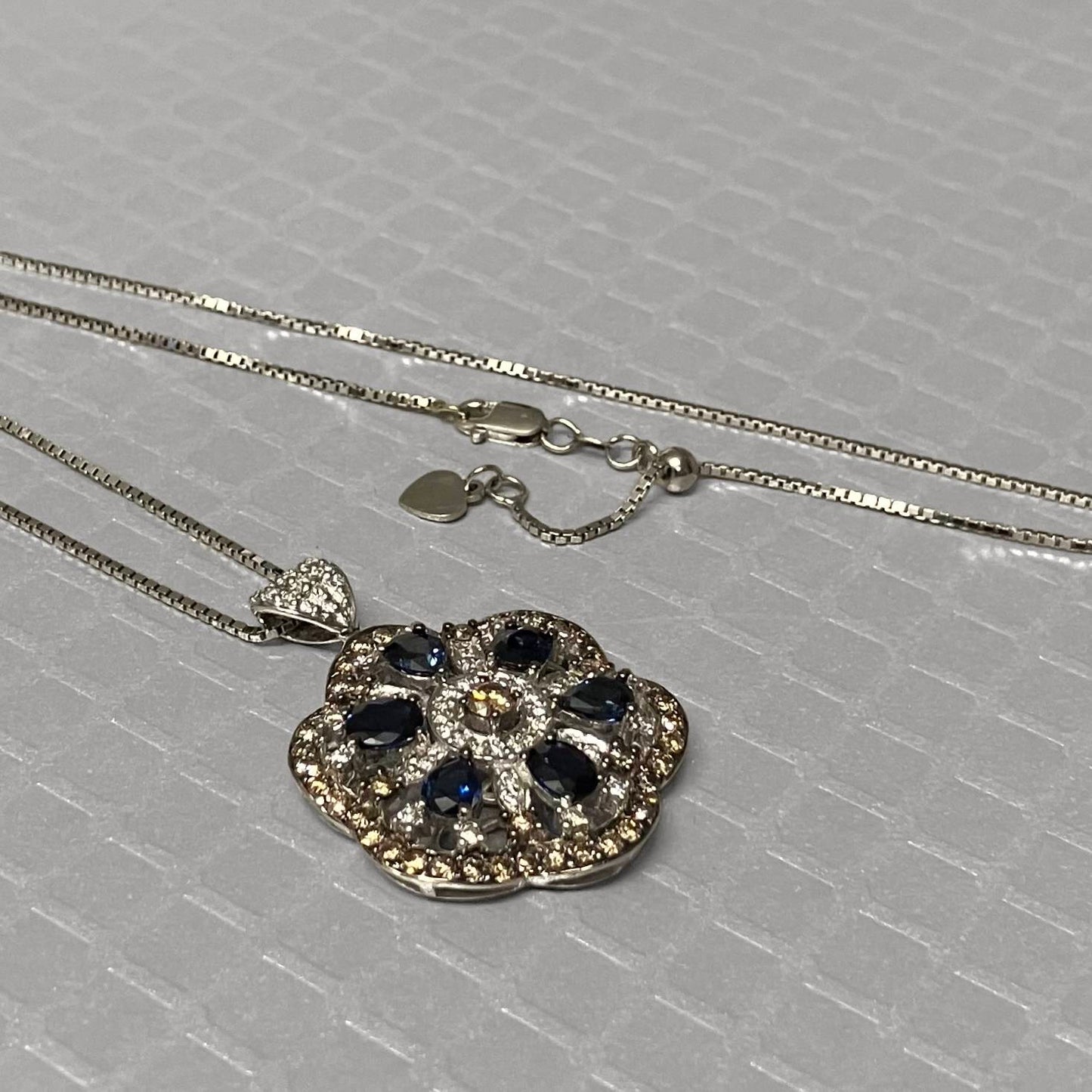 Preowned White Gold Sapphire and Diamond Le Vian Pendant
