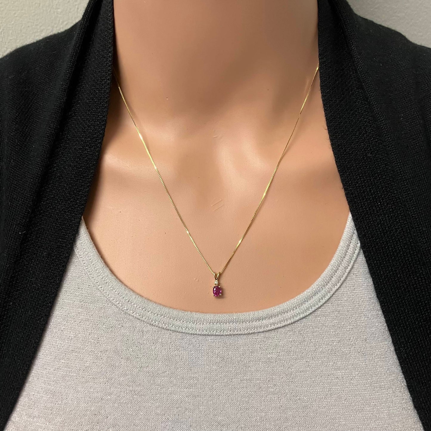 Preowned Yellow Gold Ruby and Diamond Pendant
