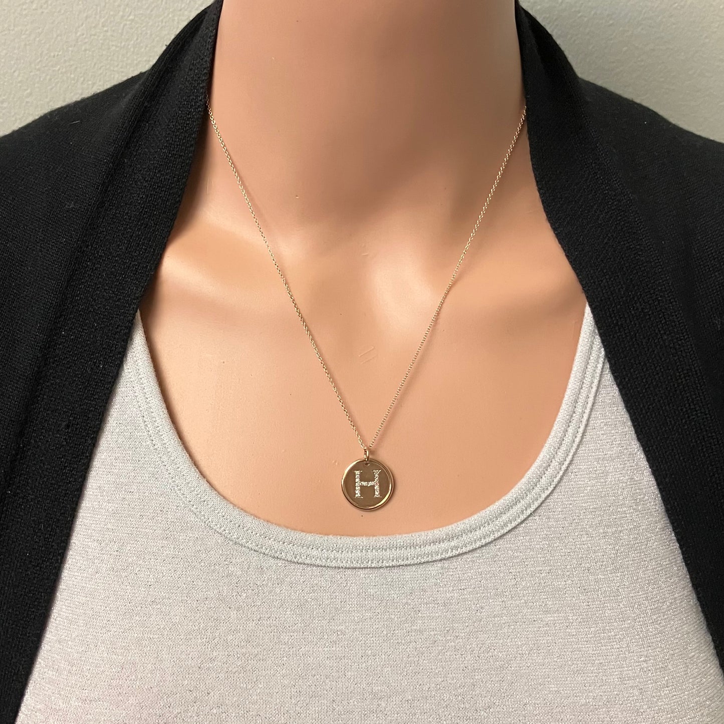 Preowned Rose Gold and Diamond H Pendant