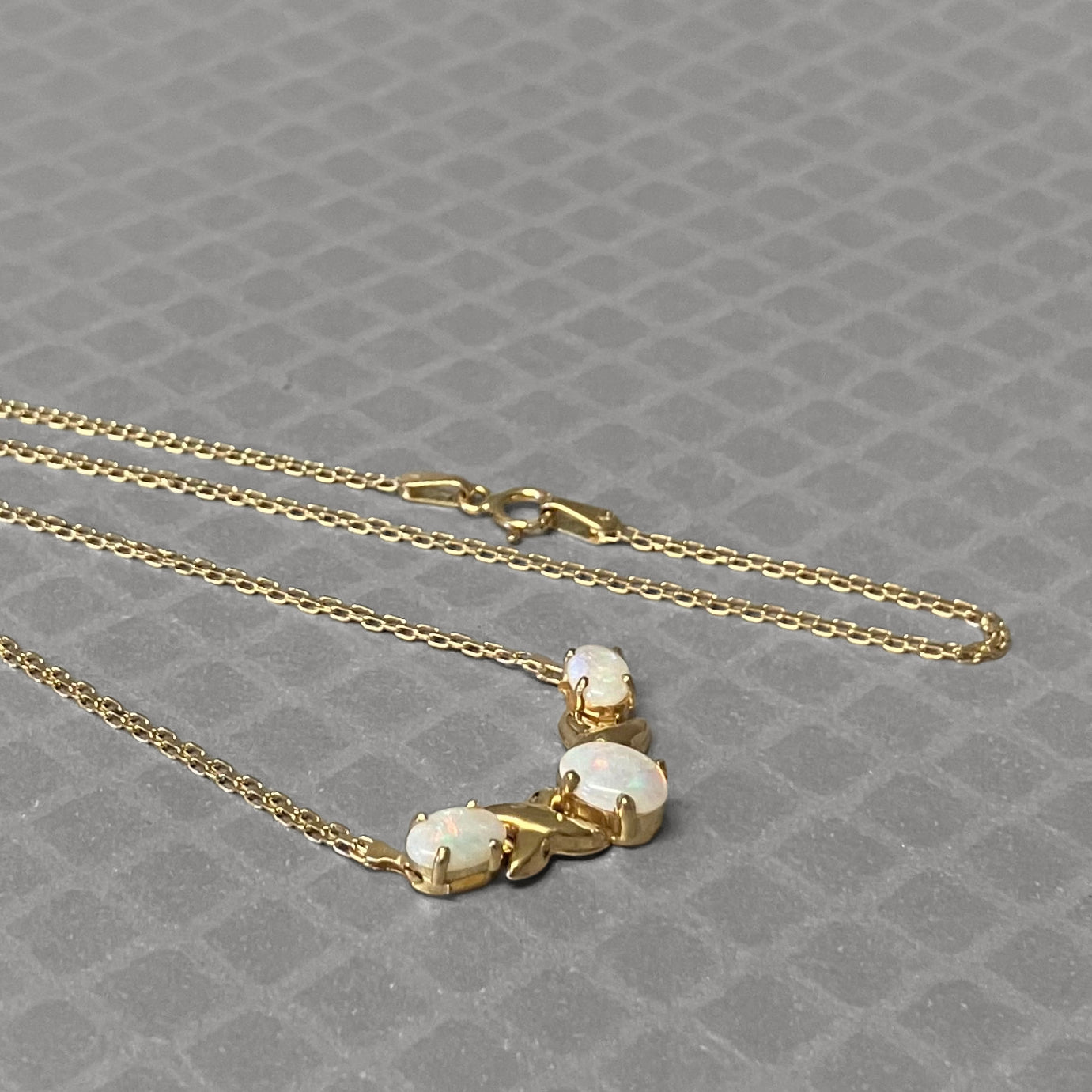 Preowned Yellow Gold and Three Oval Opal Pendant