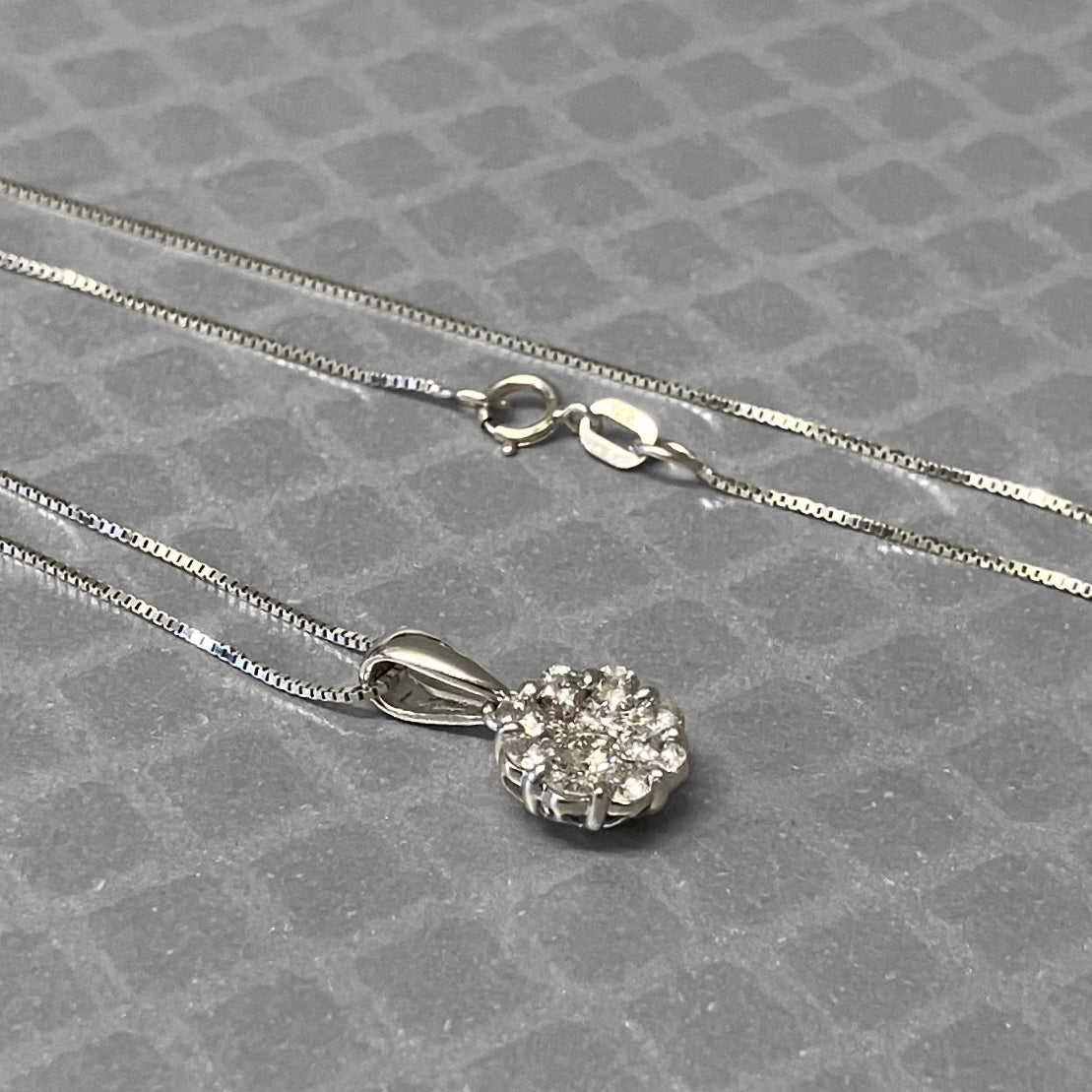Preowned White Gold and Diamond Cluster Pendant