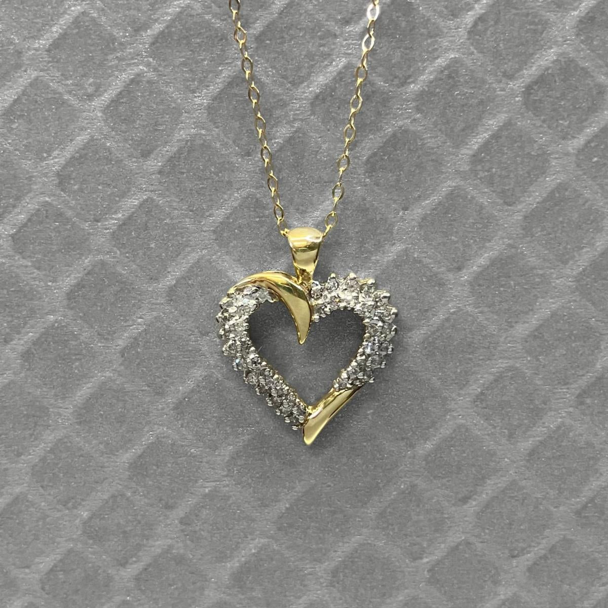 Preowned Yellow Gold and Diamond Offset Heart Pendant