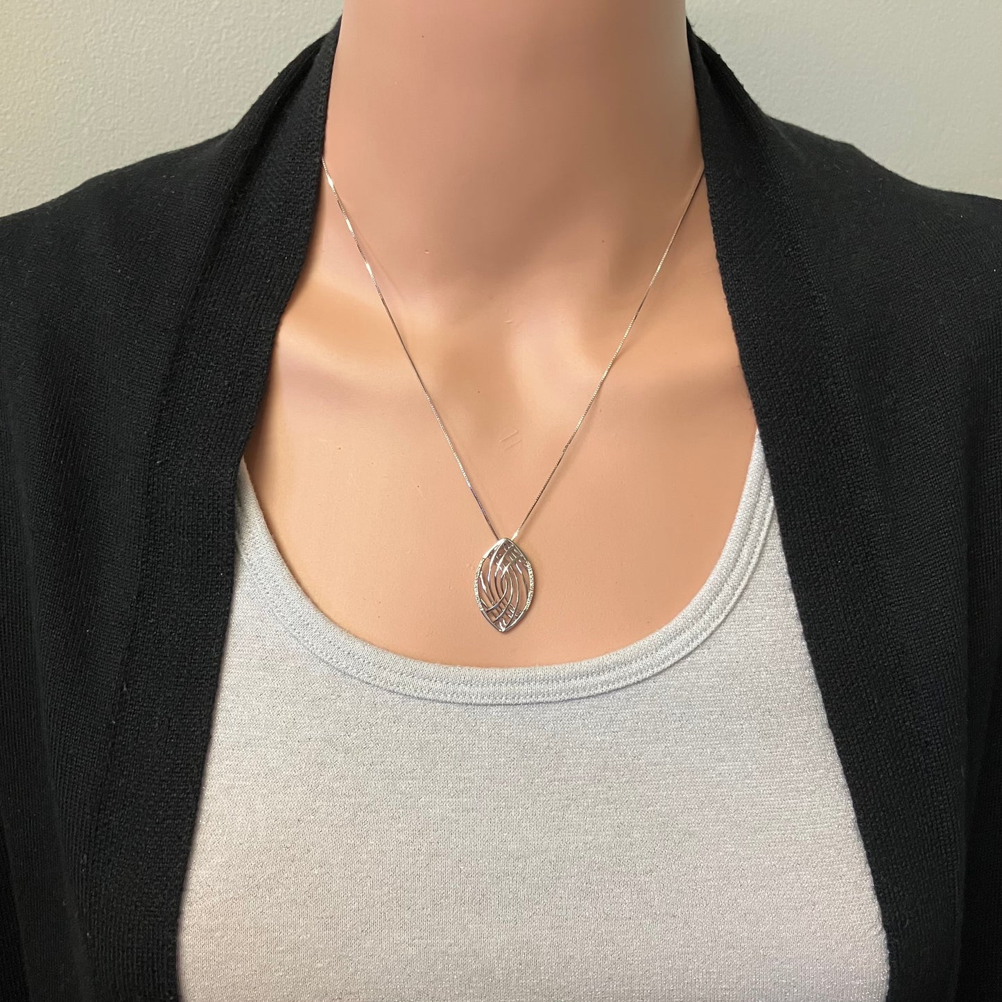 Preowned White Gold and Diamond Marquise Pendant