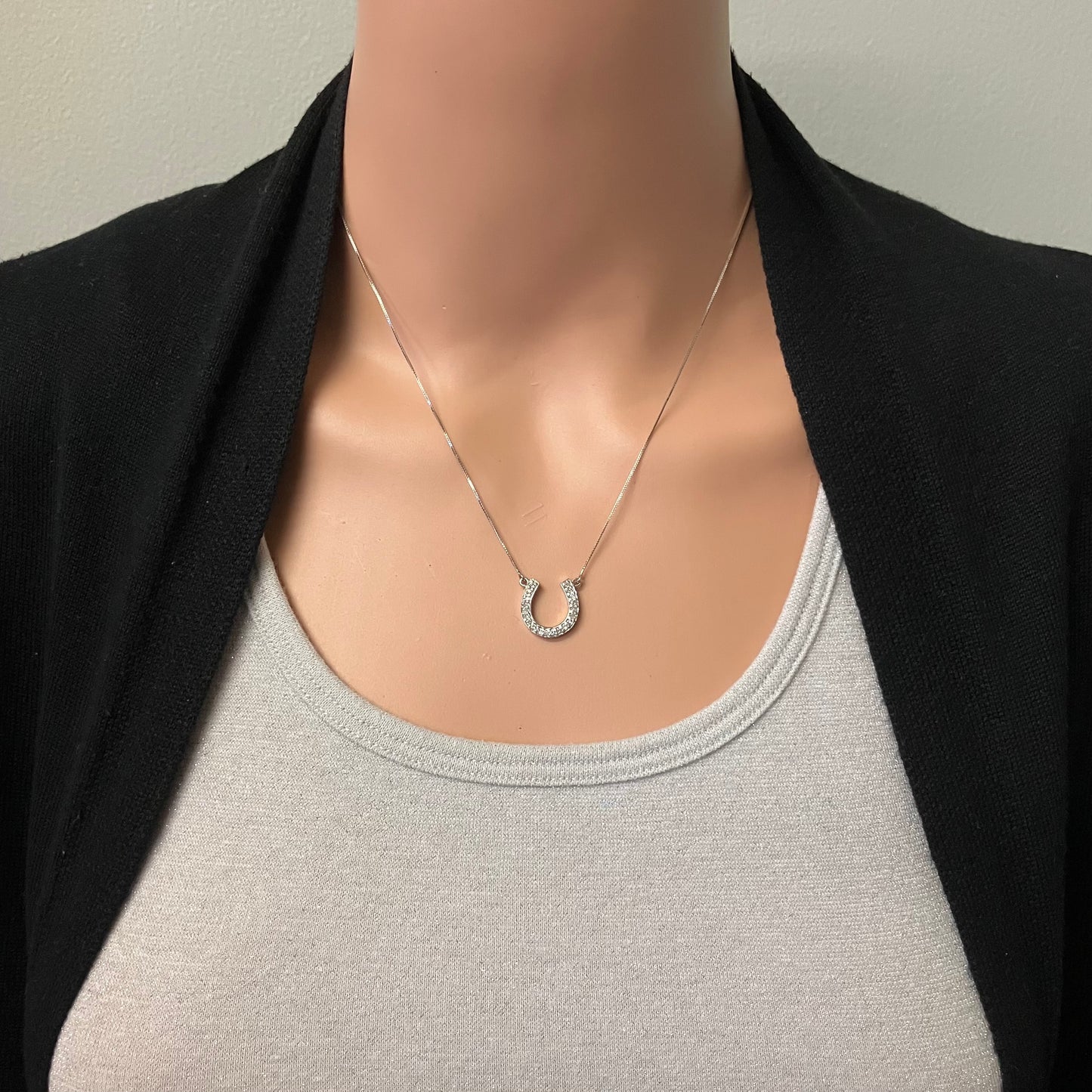 Preowned White Gold and Diamond Horseshoe Pendant