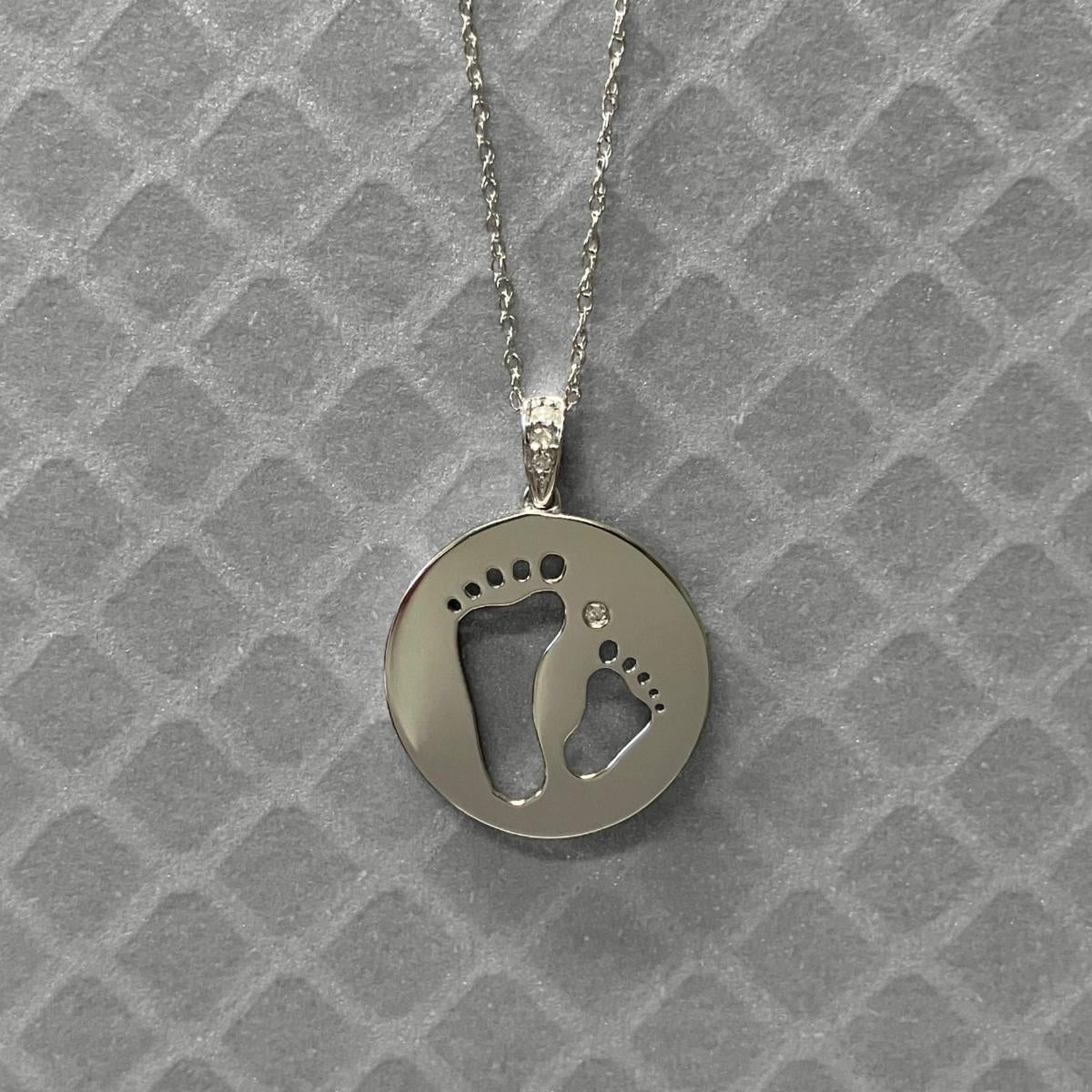 Preowned White Gold and Diamond Footprints Pendant
