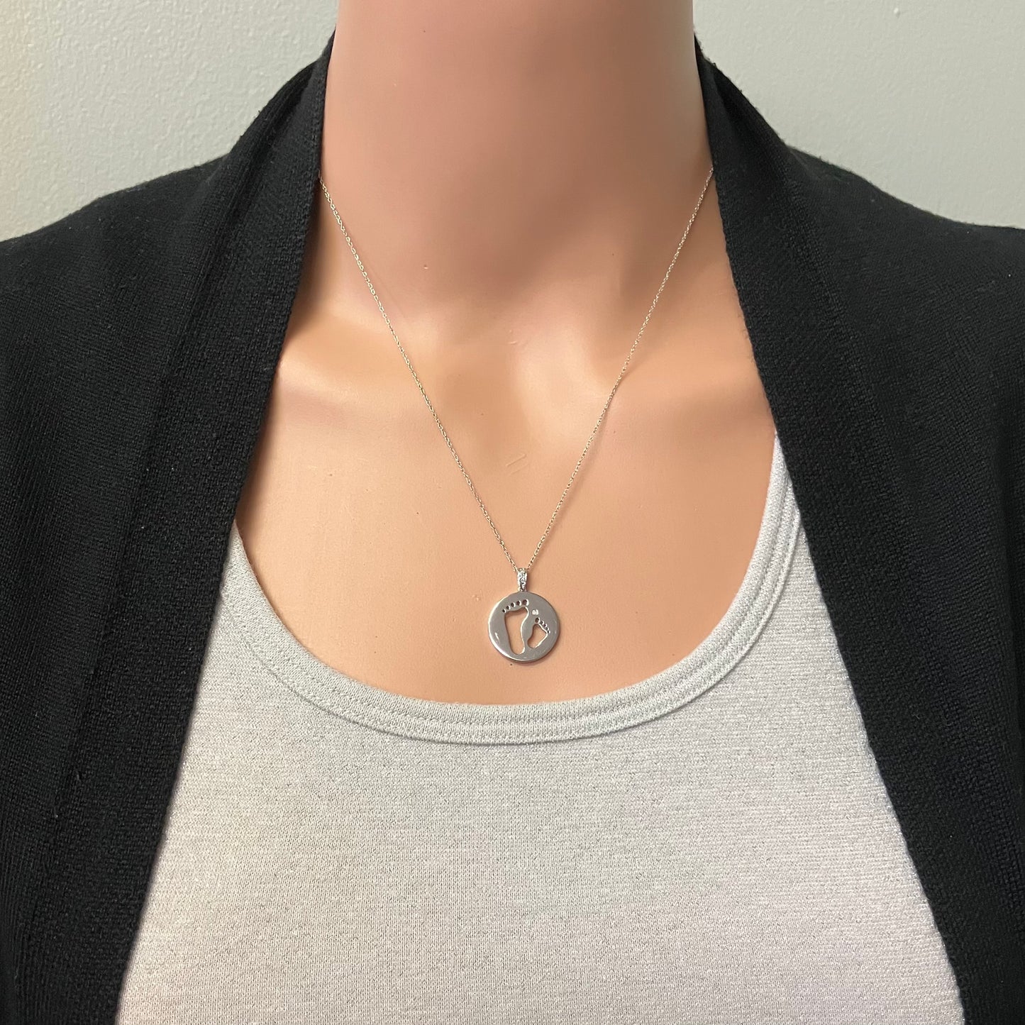 Preowned White Gold and Diamond Footprints Pendant