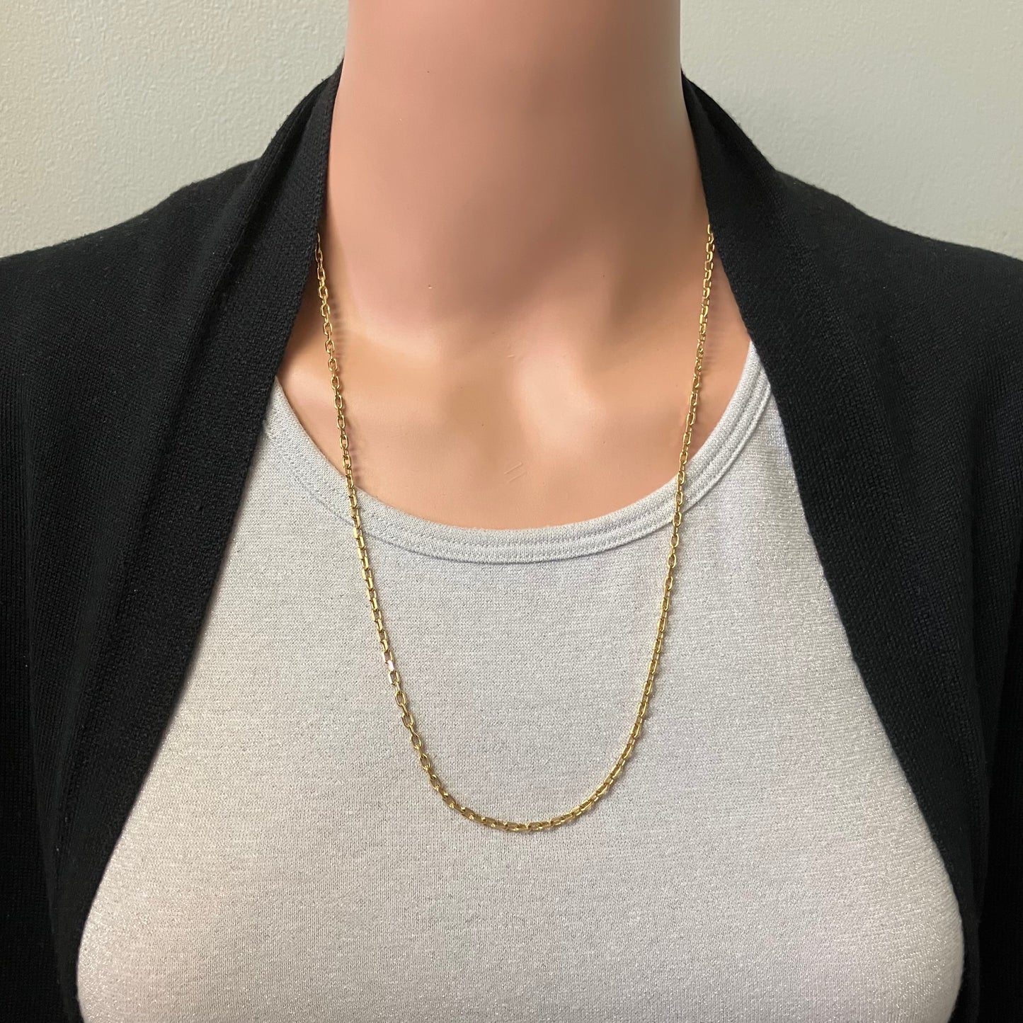 Preowned Yellow Gold Flat Edge Cable Chain
