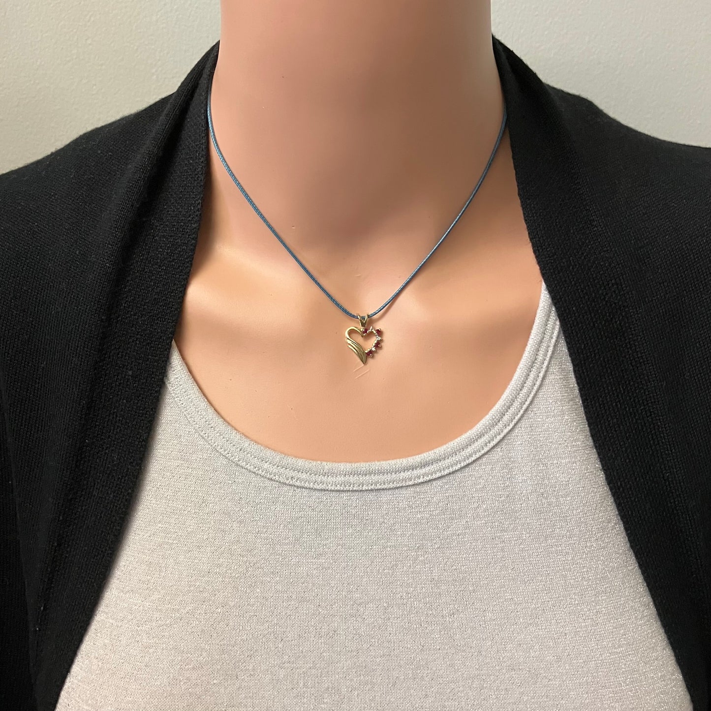 Preowned Yellow Gold Ruby and Diamond Heart Pendant