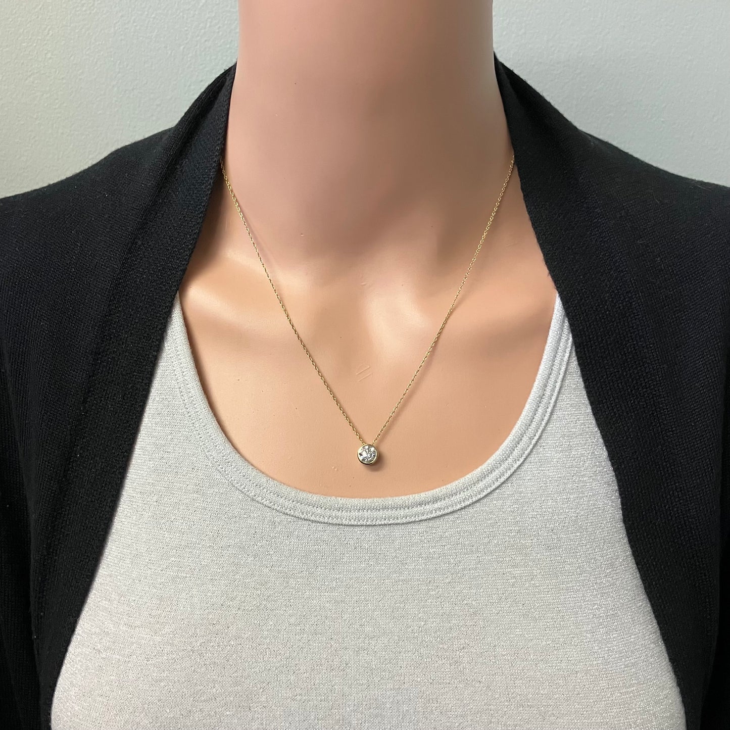 Preowned Yellow Gold and Round Diamond Bezel Set Pendant