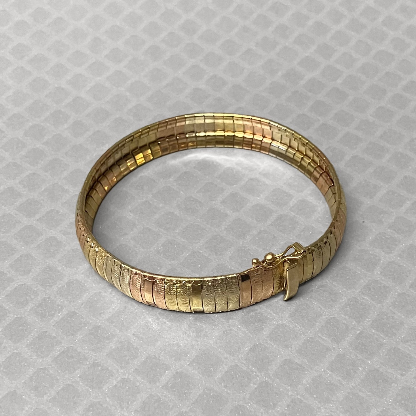 Preowned Tricolor Gold Textured Omega Bracelet