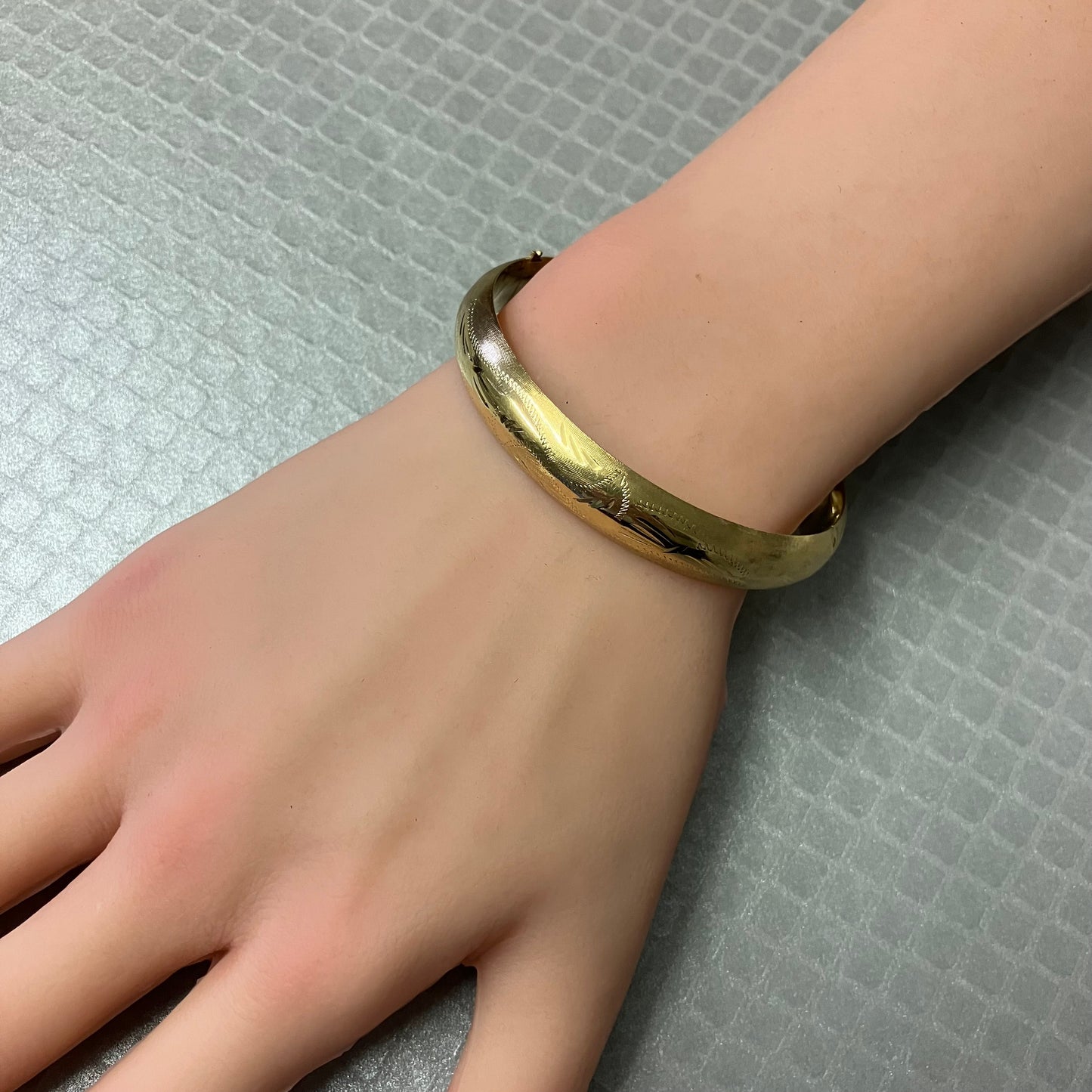 Preowned Yellow Gold Textured Hinge Bracelet