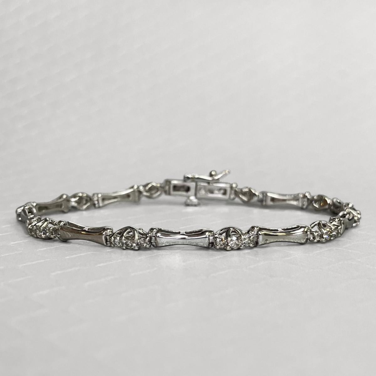 Preowned White Gold and Diamond Link Bracelet