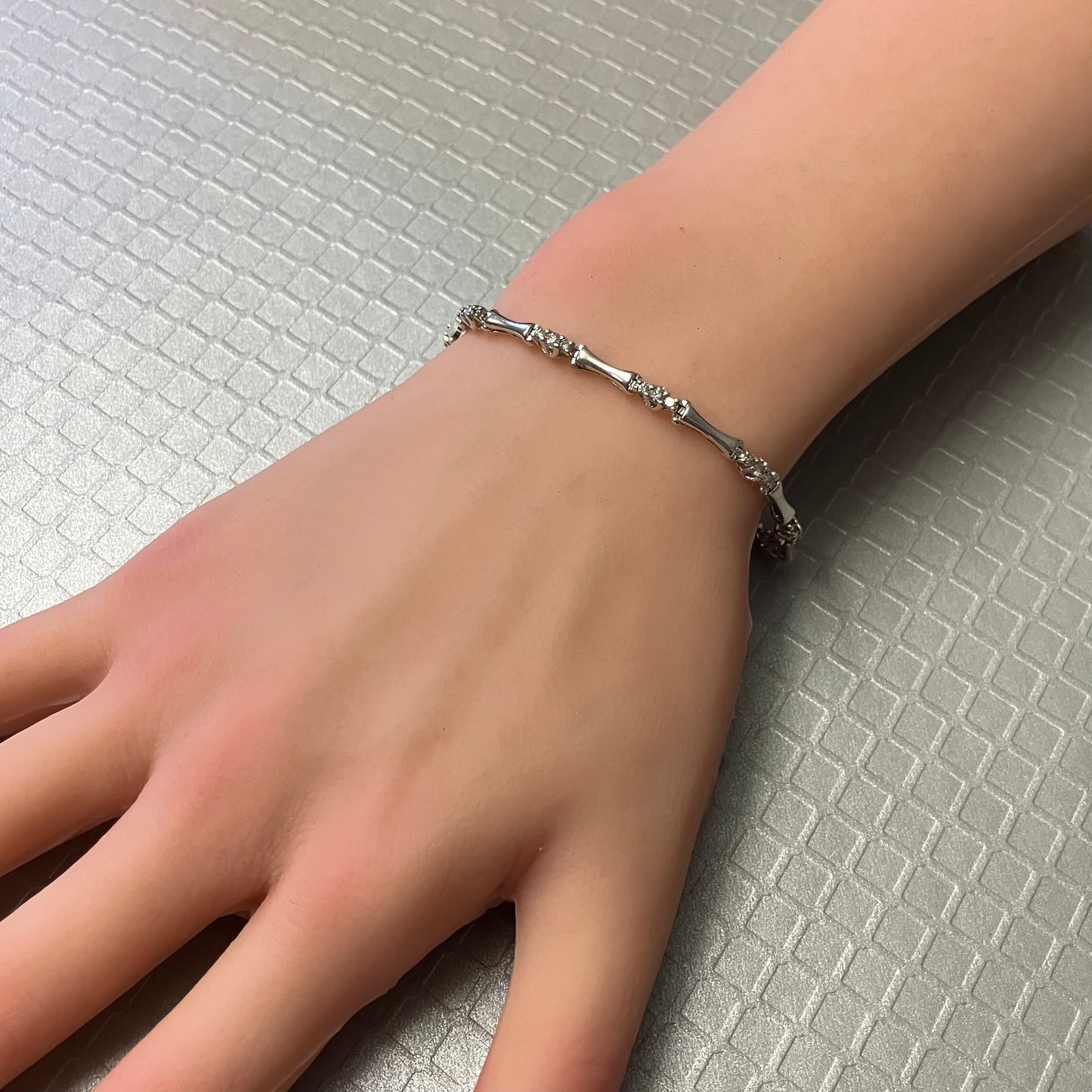 Preowned White Gold and Diamond Link Bracelet