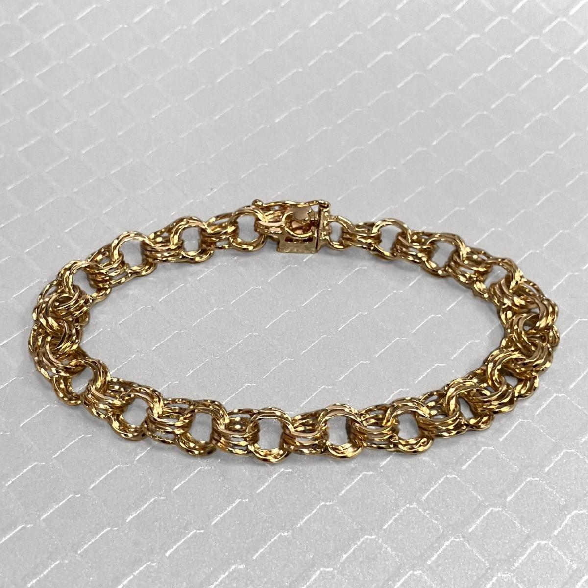 Preowned Yellow Gold Triple Wire Link Bracelet