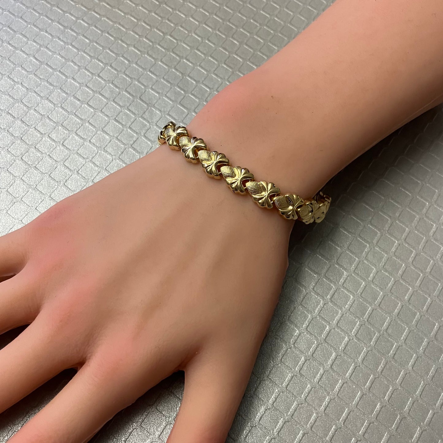 Preowned Yellow Gold Textured Link Bracelet