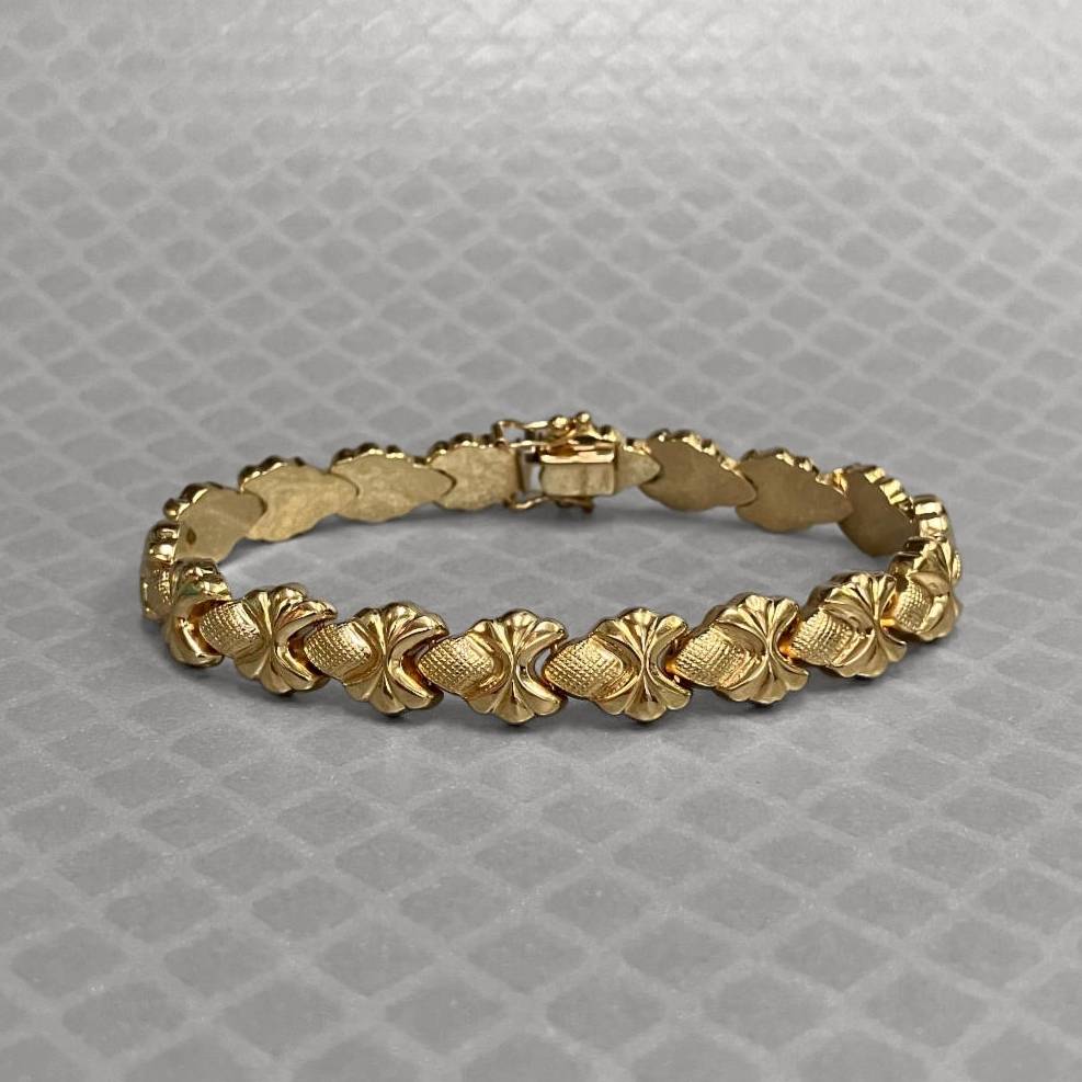 Preowned Yellow Gold Textured Link Bracelet