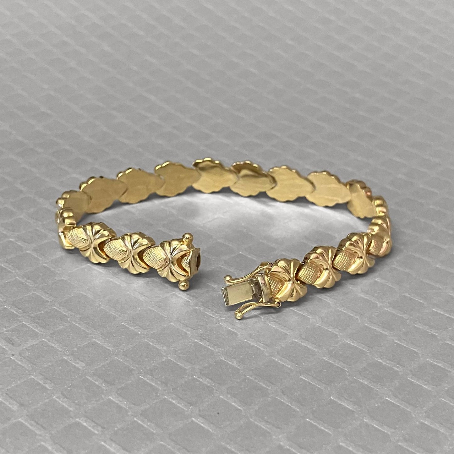 Preowned Yellow Gold Textured Link Bracelet