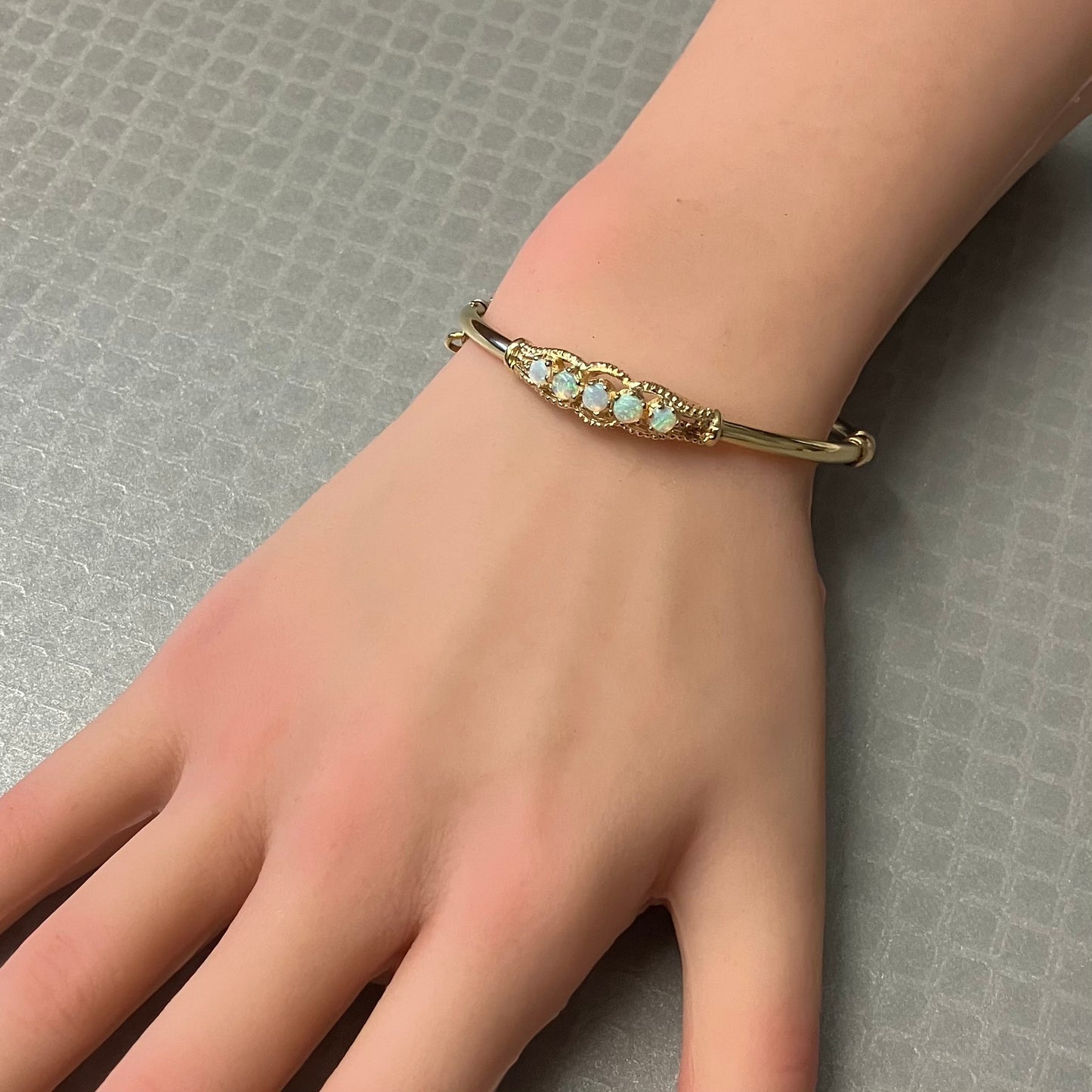 Preowned Yellow Gold and Opal Hinge Bracelet