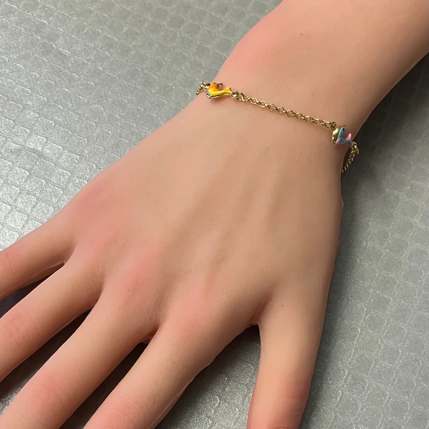 Preowned Yellow Gold and Enamel Dolphin Bracelet
