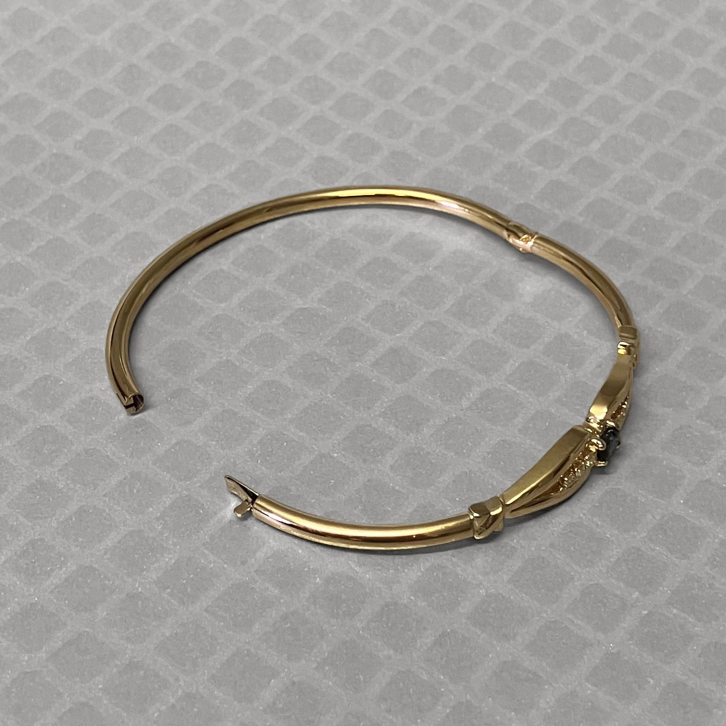 Preowned Yellow Gold Blue Sapphire and Diamond Bangle Bracelet