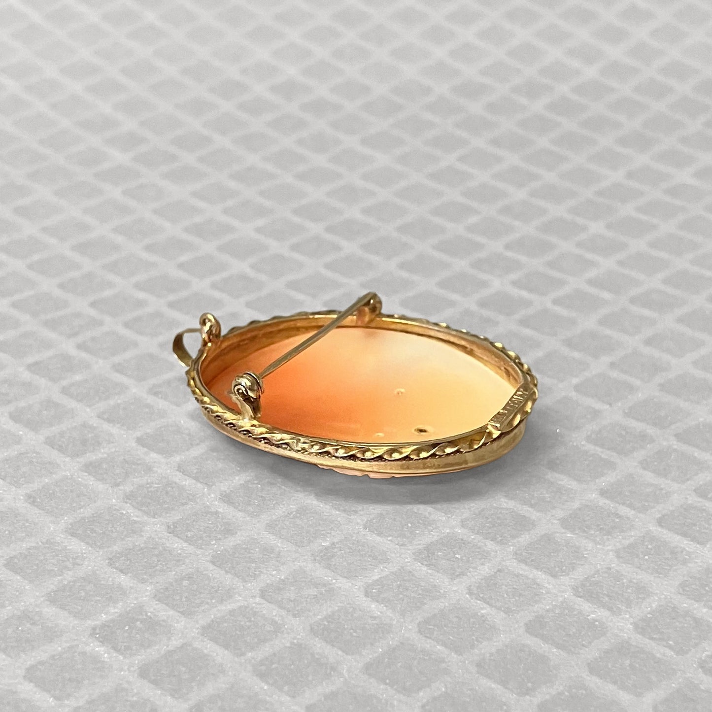 Preowned Yellow Gold Shell Cameo and Diamond Brooch