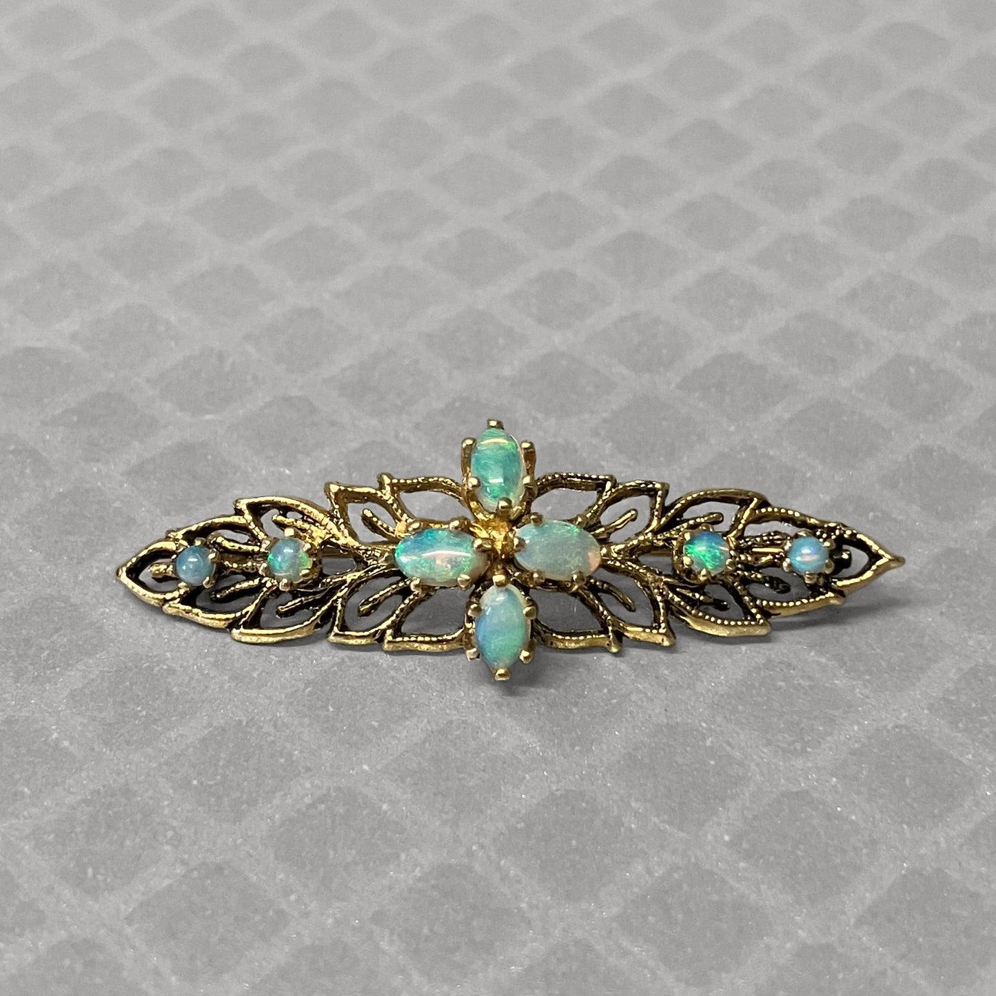 Preowned Yellow Gold Oval and Round Opal Brooch