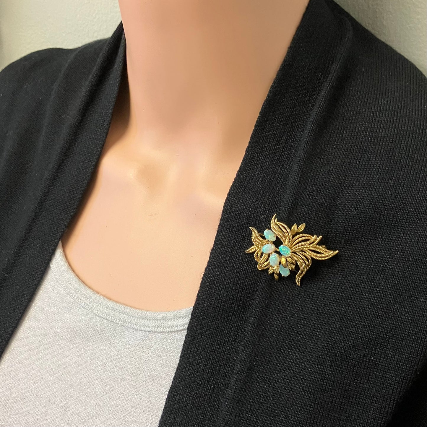 Preowned Yellow Gold and Opal Brooch