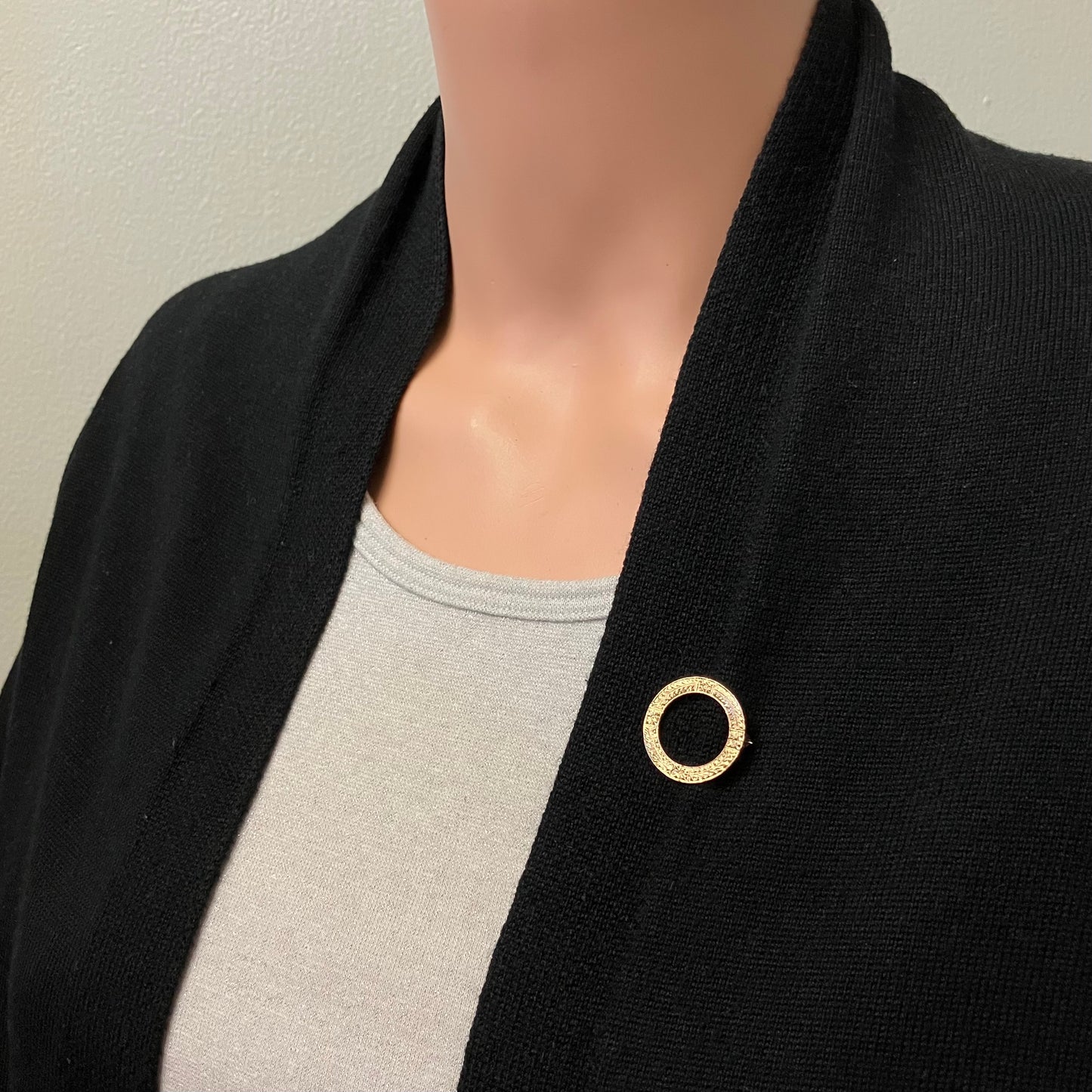 Preowned Yellow Gold Hand Engraved Circle Brooch