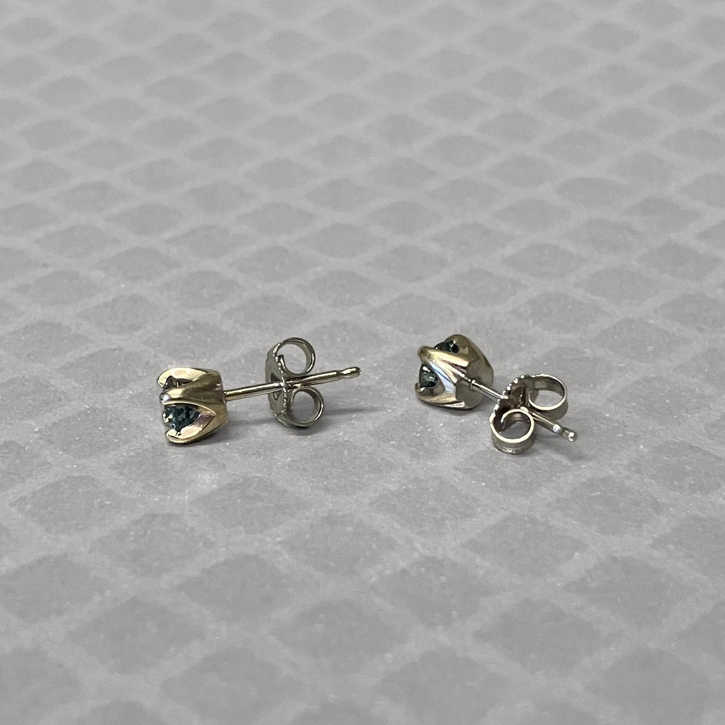 Preowned White Gold and Irradiated Blue Diamond Stud Earrings