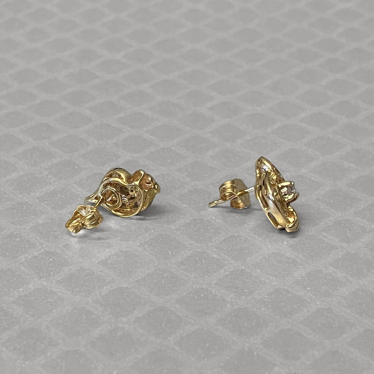 Preowned Yellow Gold and Diamond Swirl Stud Earrings
